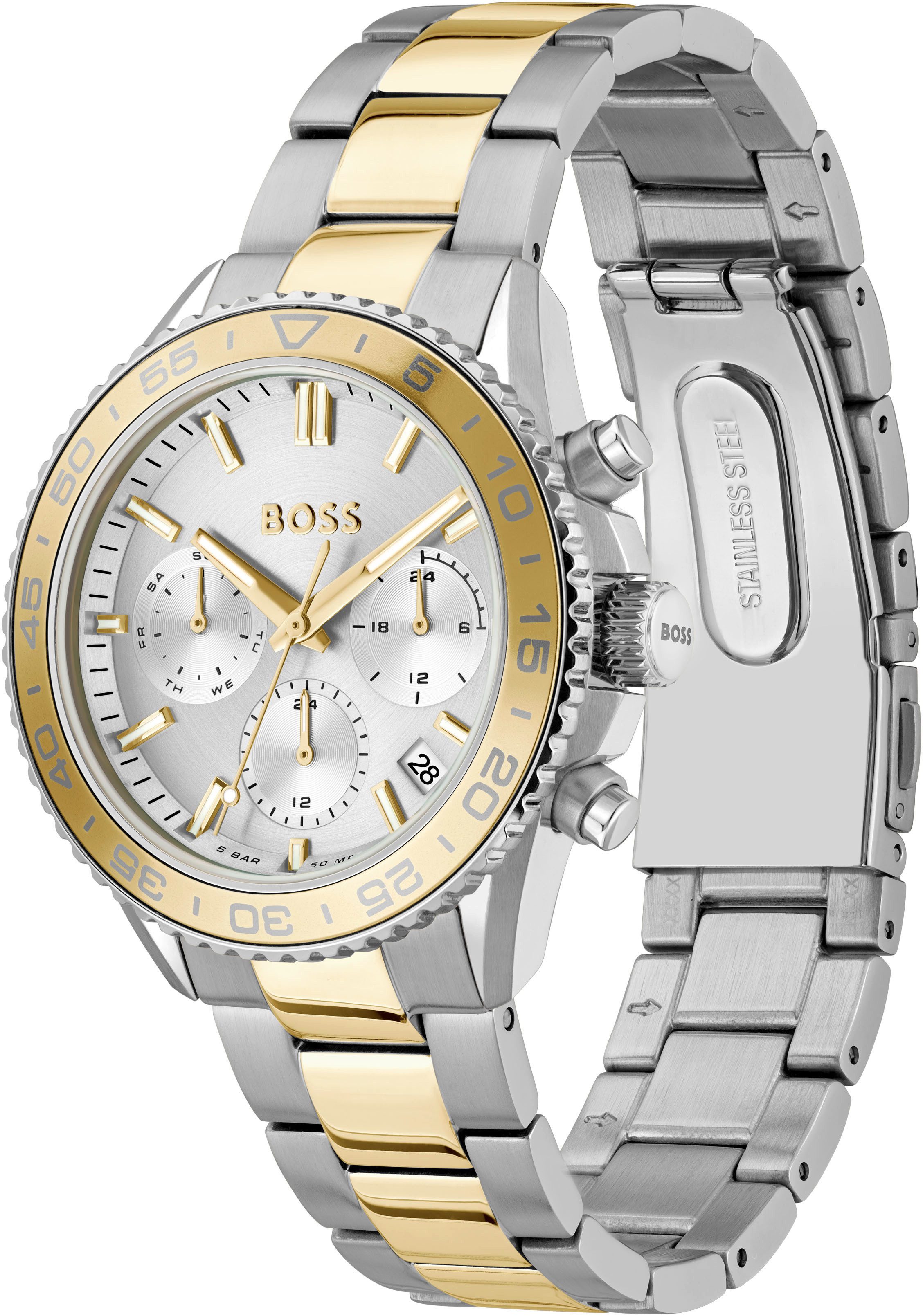 Boss Multifunctioneel horloge RUNNER FOR HER Quartz horloge, dameshorloge, armbanduhr, datum, roestvrijstalen band