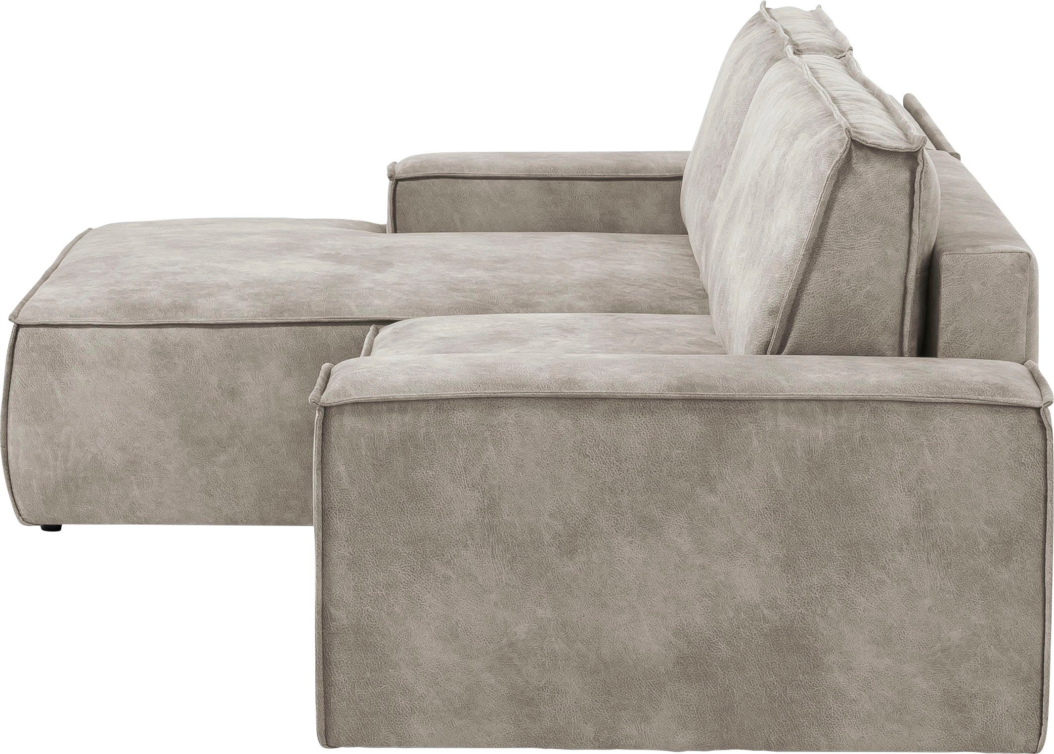 Home affaire Hoekbank SHERWOOD bedbank 267 cm, L-model, Slaapfunctie met bedlade (210x136 cm), cord, vintage, fluweel