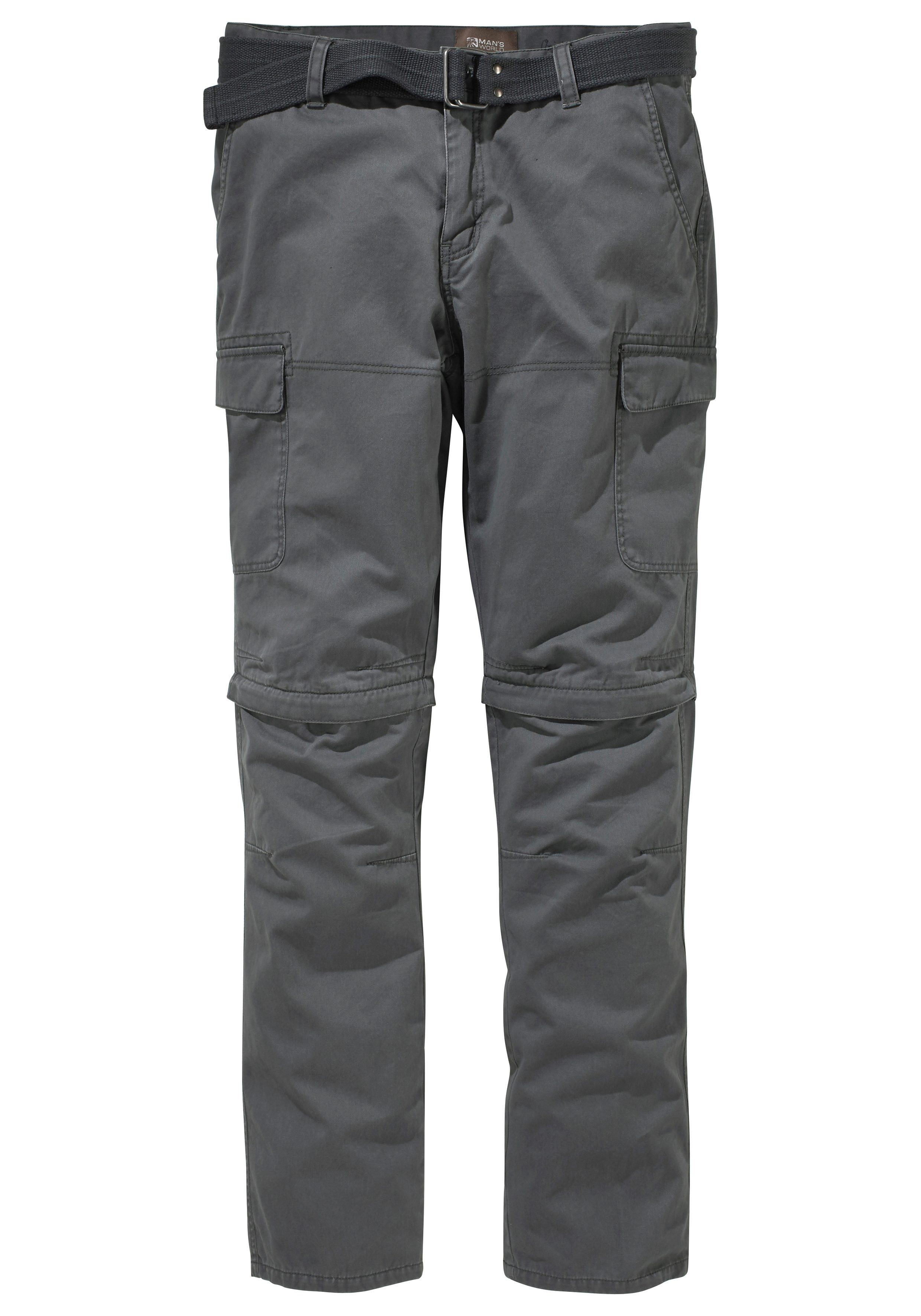 Man's World Cargobroek met zip-offfunctie (set, Met riem)