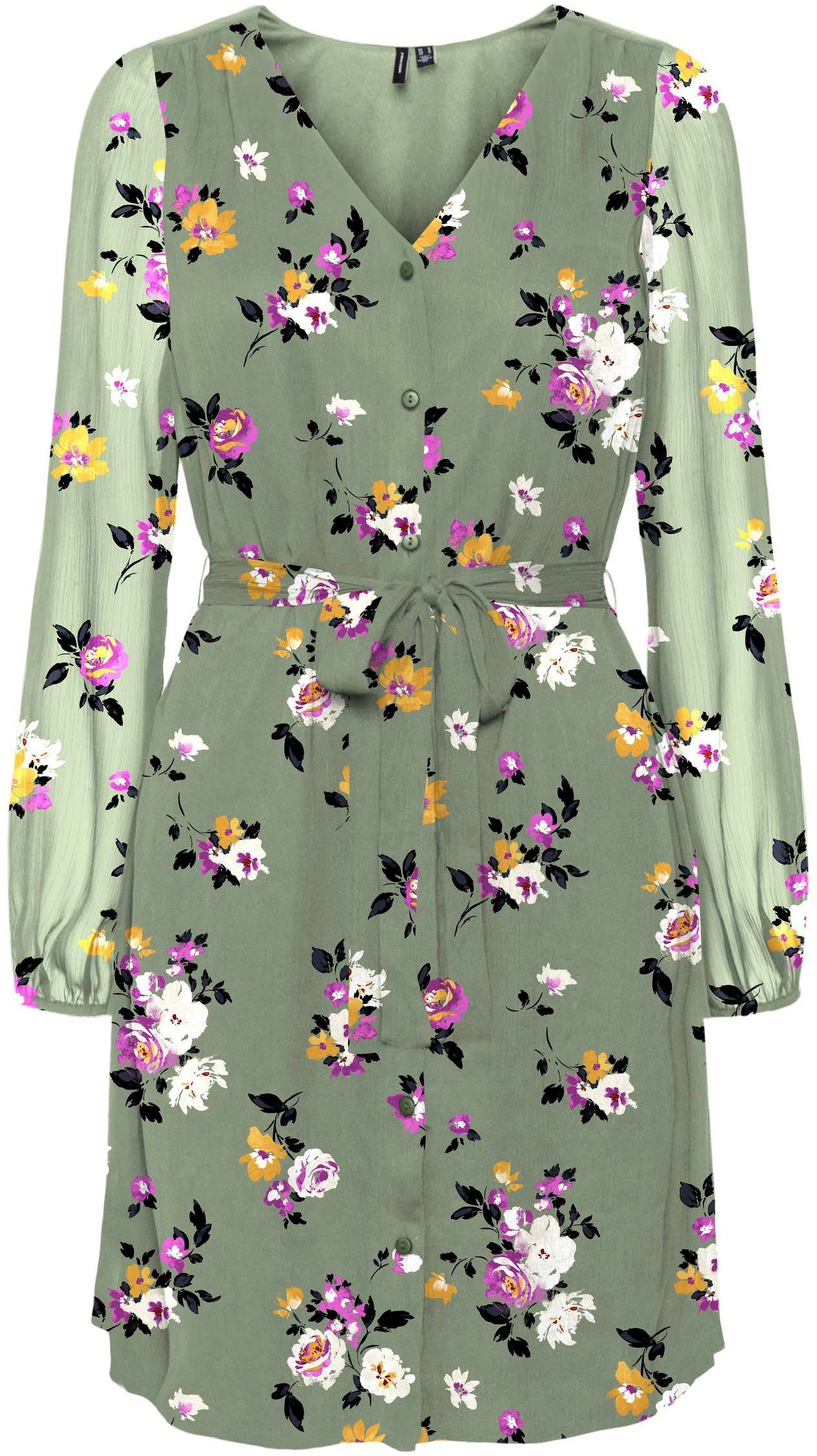 Mode Jurken Chiffon jurken Mango Chiffon jurk olijfgroen bloemenprint casual uitstraling 