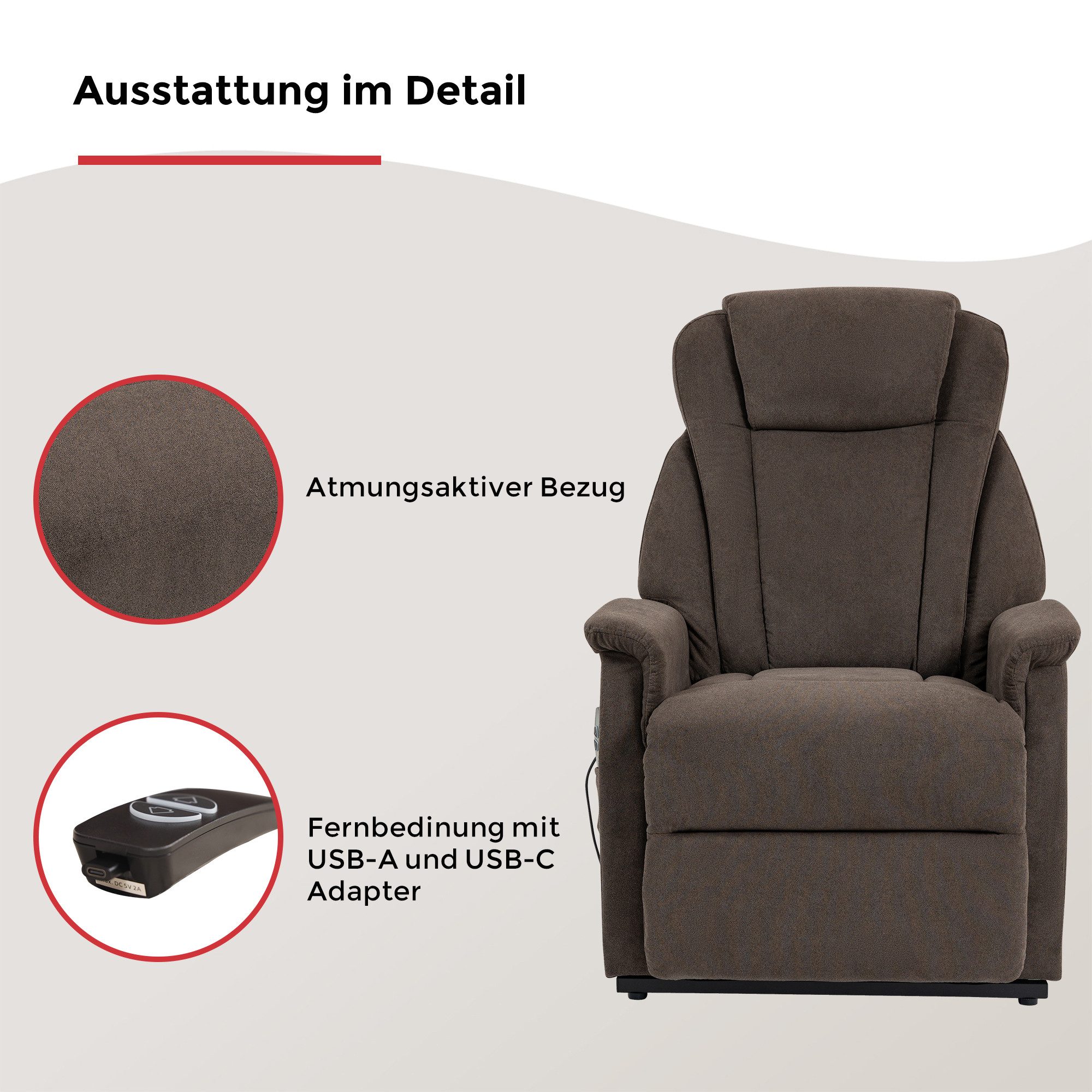 Duo Collection Relaxfauteuil Toronto XXL met elektrische opsteun en relaxfunctie tot 150 kg belastbaar, pocketvering, staalgolfondersteuning (set)