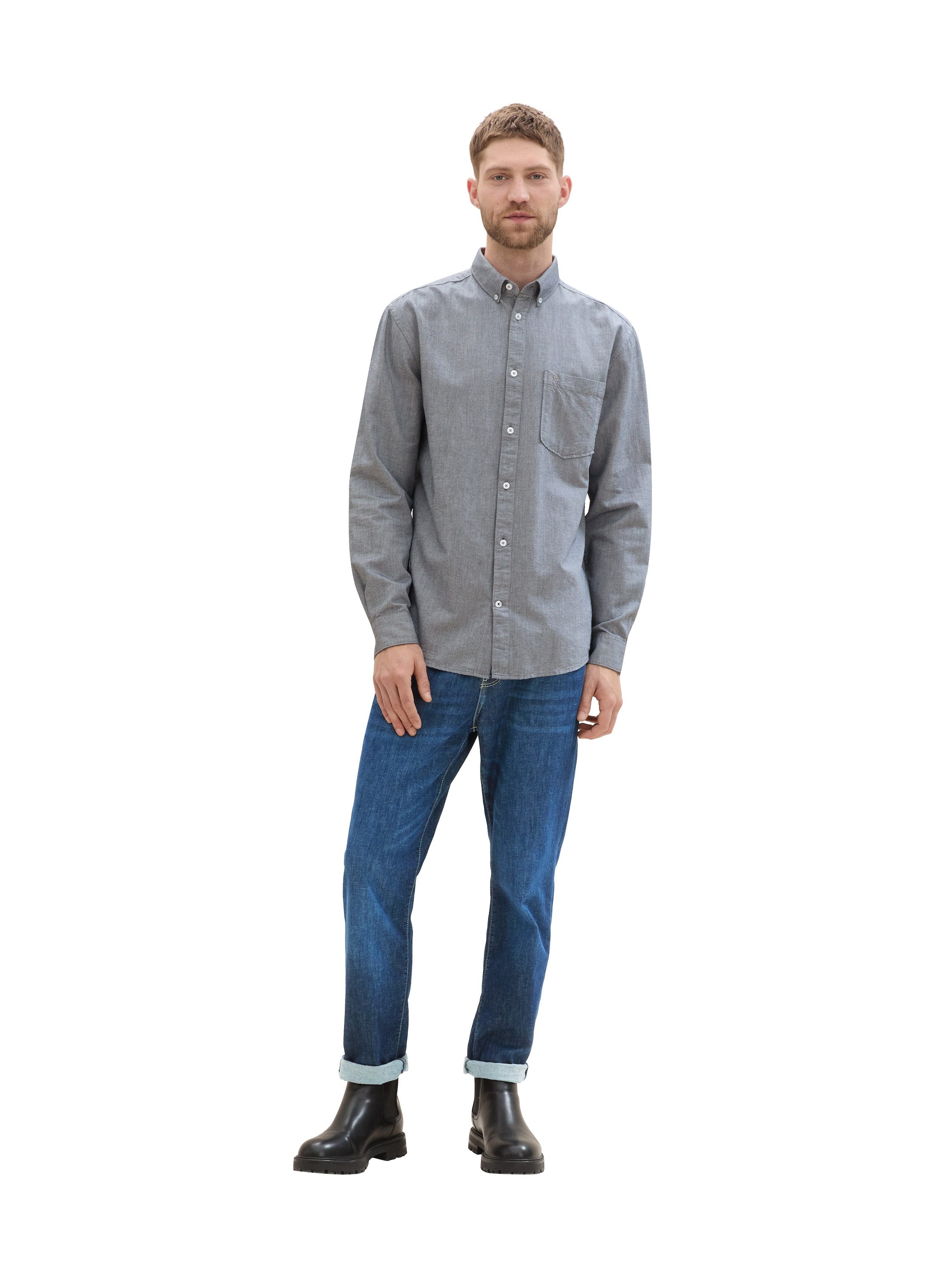 Tom Tailor Overhemd met lange mouwen Oxford met borstzak