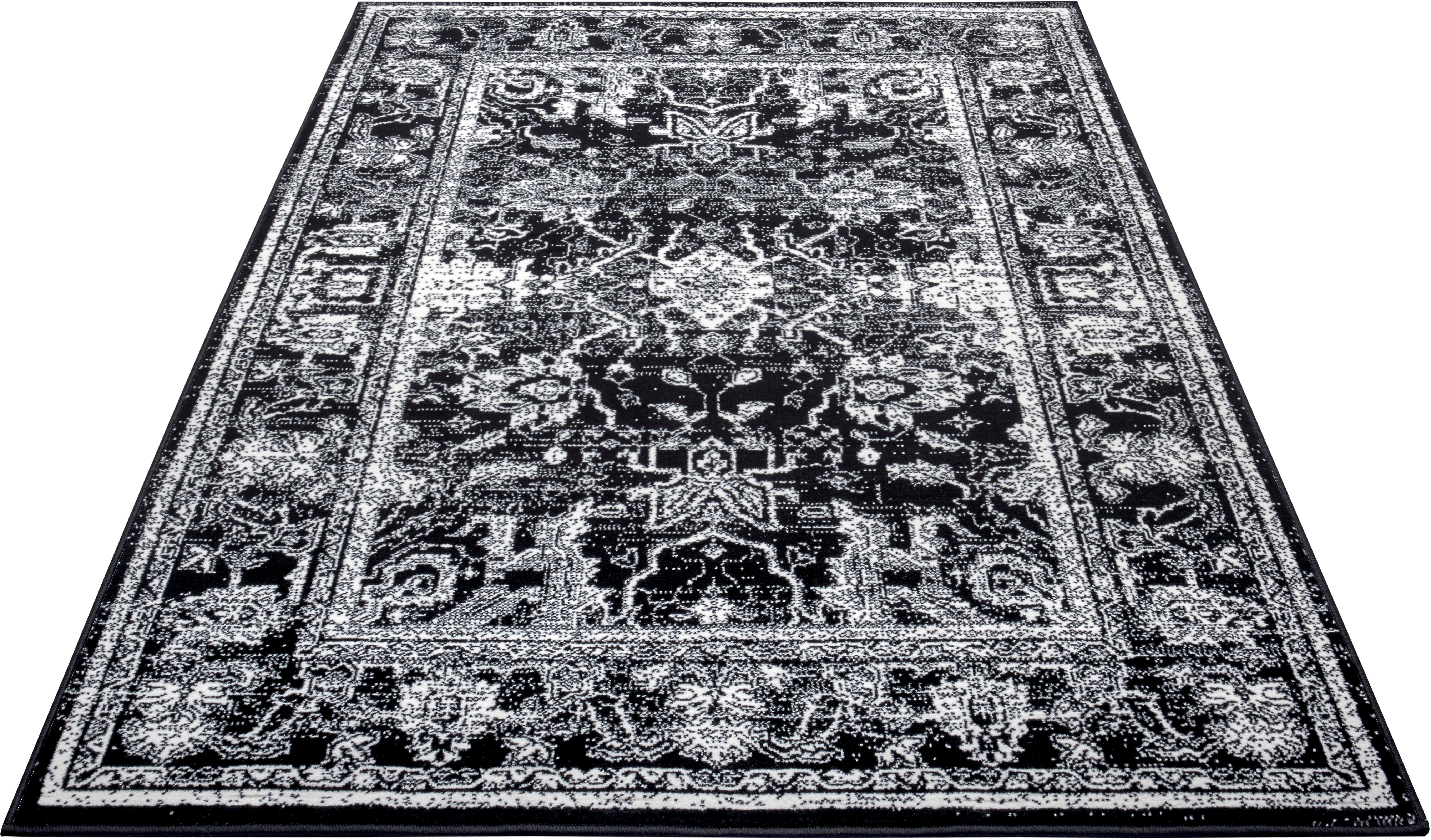 Design vintage tapijt Glorious - zwart/crème 70x140 cm