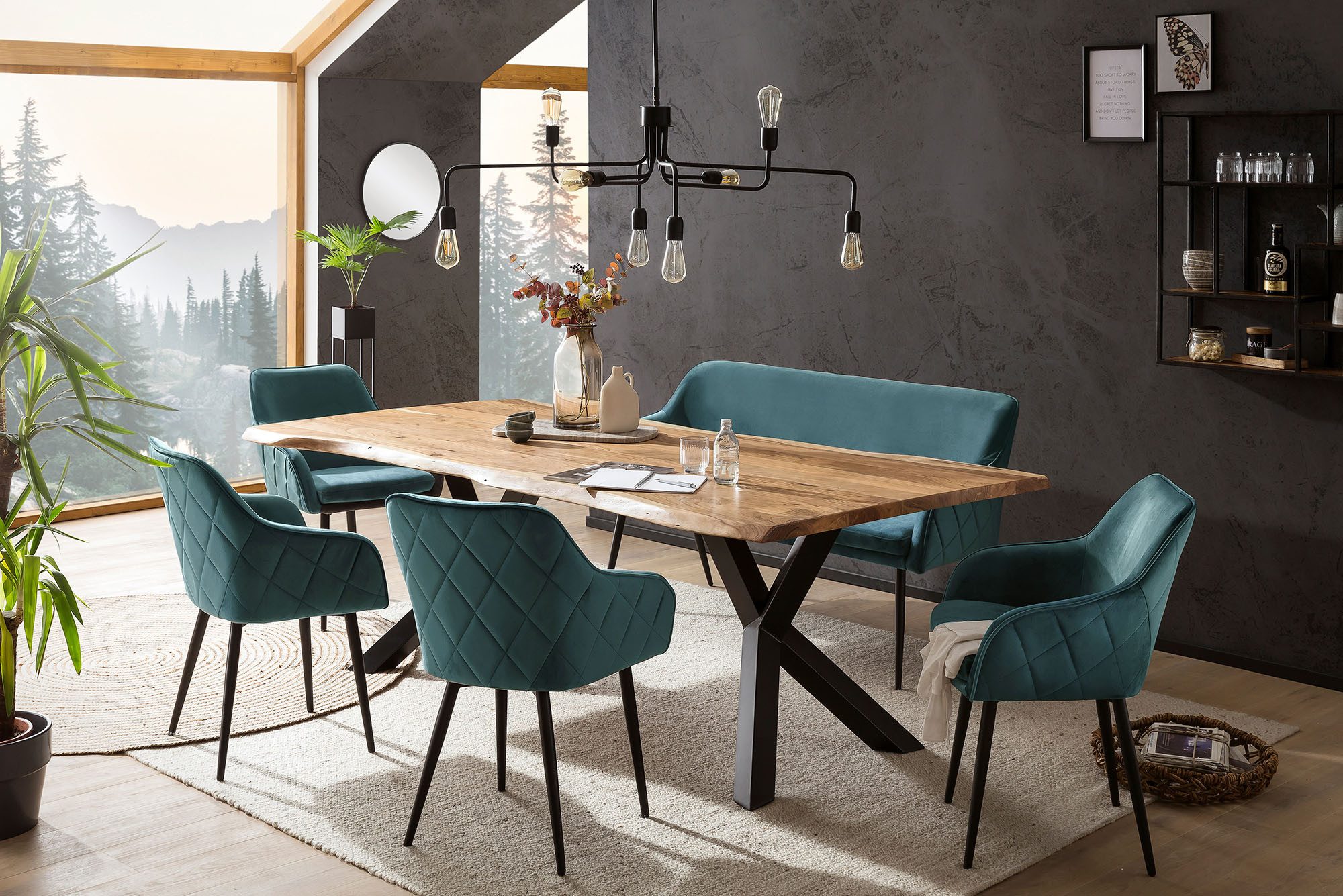 SalesFever Eethoek Rugvlak met ingewikkelde ruitstepping (set, 6-delig) eethoeken groen