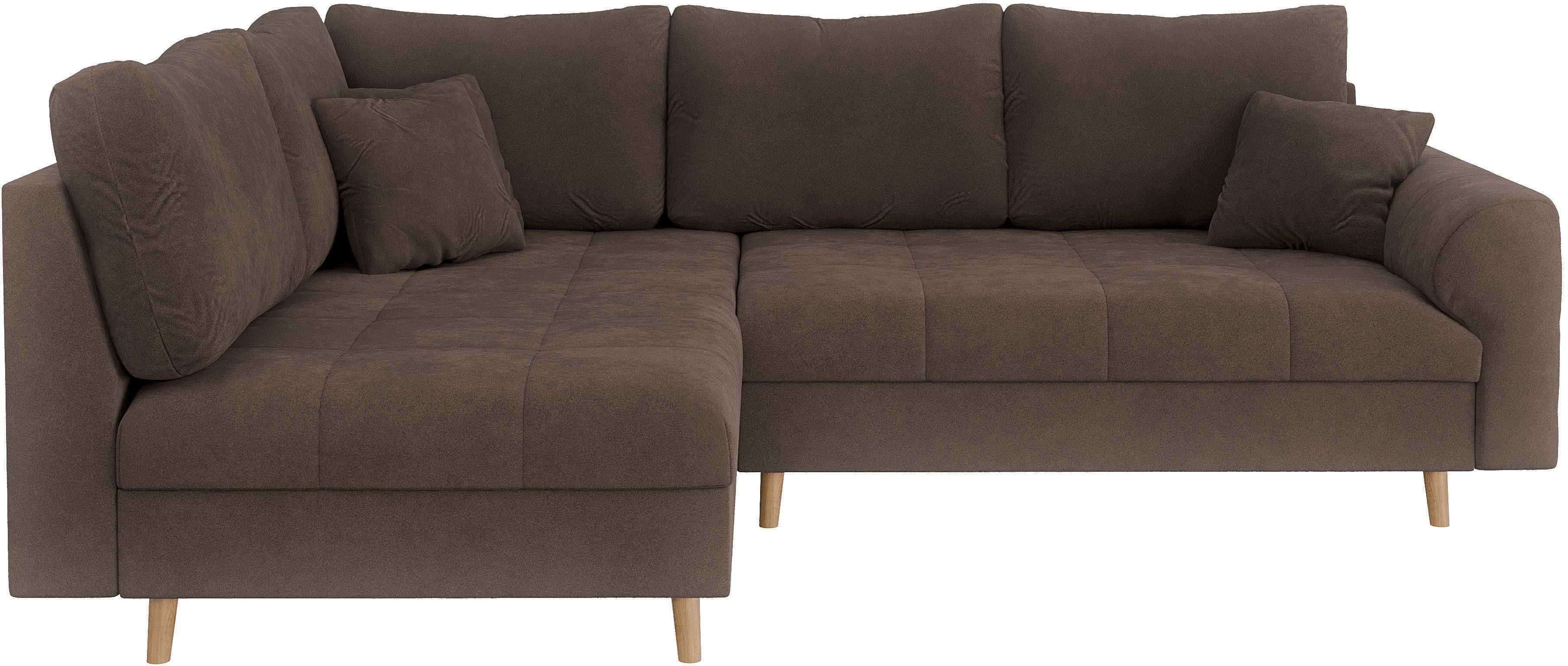 Home affaire Hoekbank CHARRE L-vorm met ottomane, afmetingen B/D/H: 231/161/81 cm fijne stiksels, losse rug- en sierkussens, ook in cord en bouclé