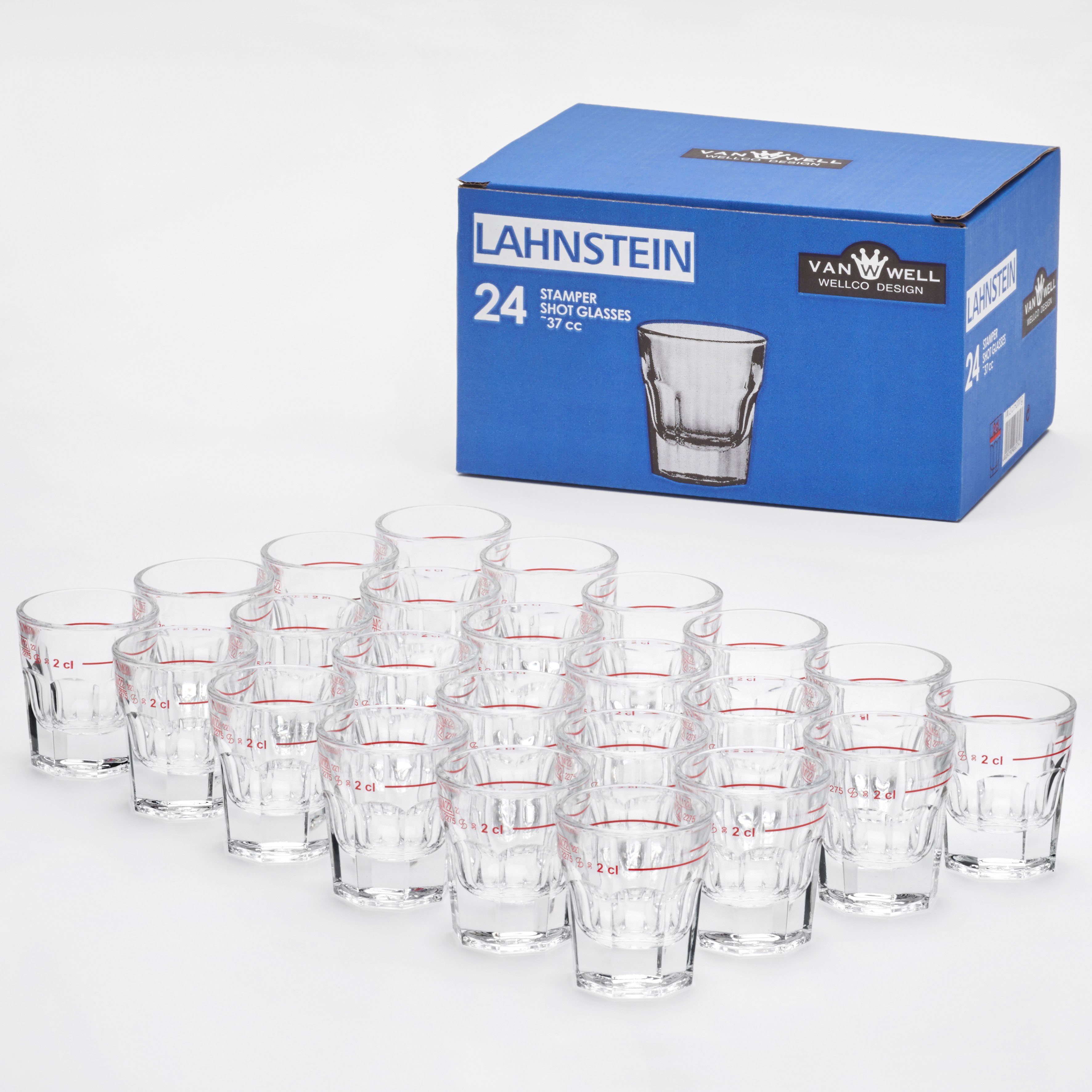 van Well Schnapsglas Lahnstein Rotring 0,2 l, gekalibreerd, vaatwasmachinegeschikt, horeca kwaliteit, 24-delig. (set, 24-delig)