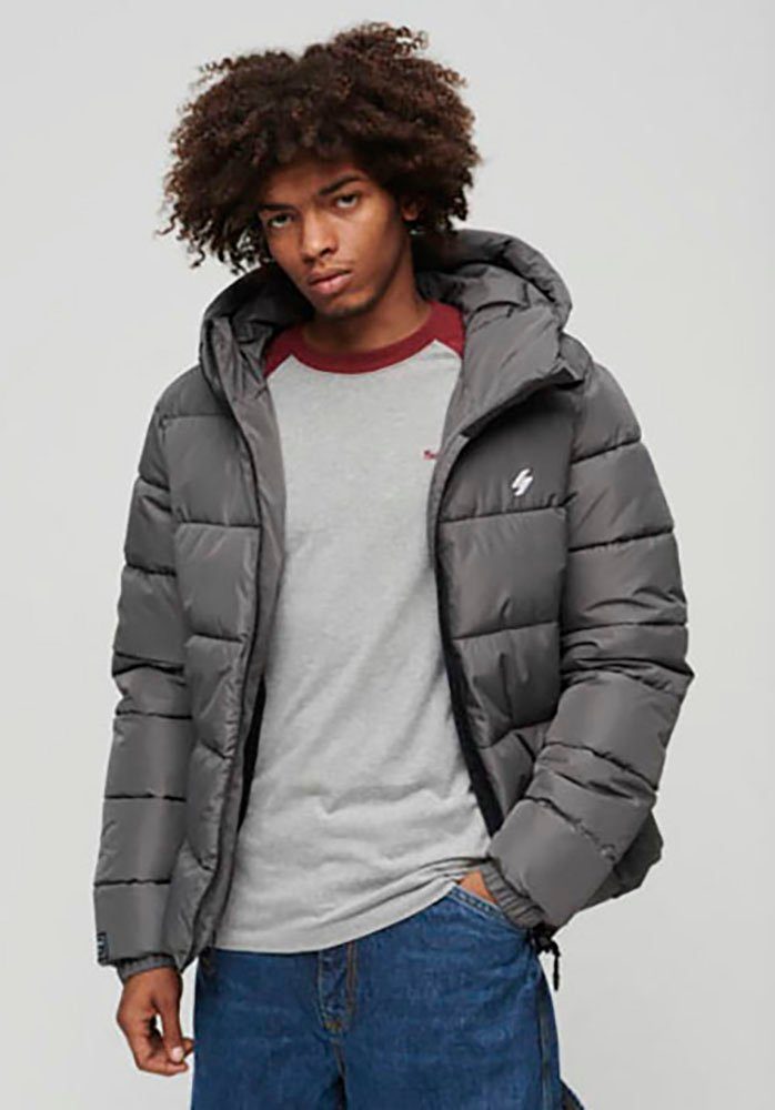 Superdry Gewatteerde jas HOODED SPORTS PUFFR JACKET met contrastkleurig borduursel