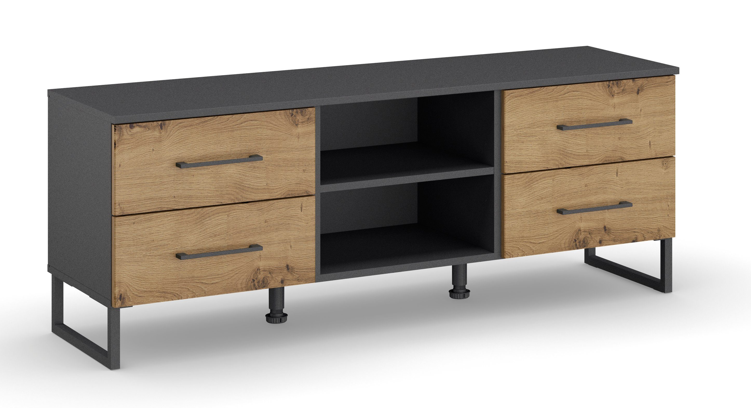 rauch Kast met laden en deuren Holmes in moderne industriële stijl commodes & ladekasten grijs