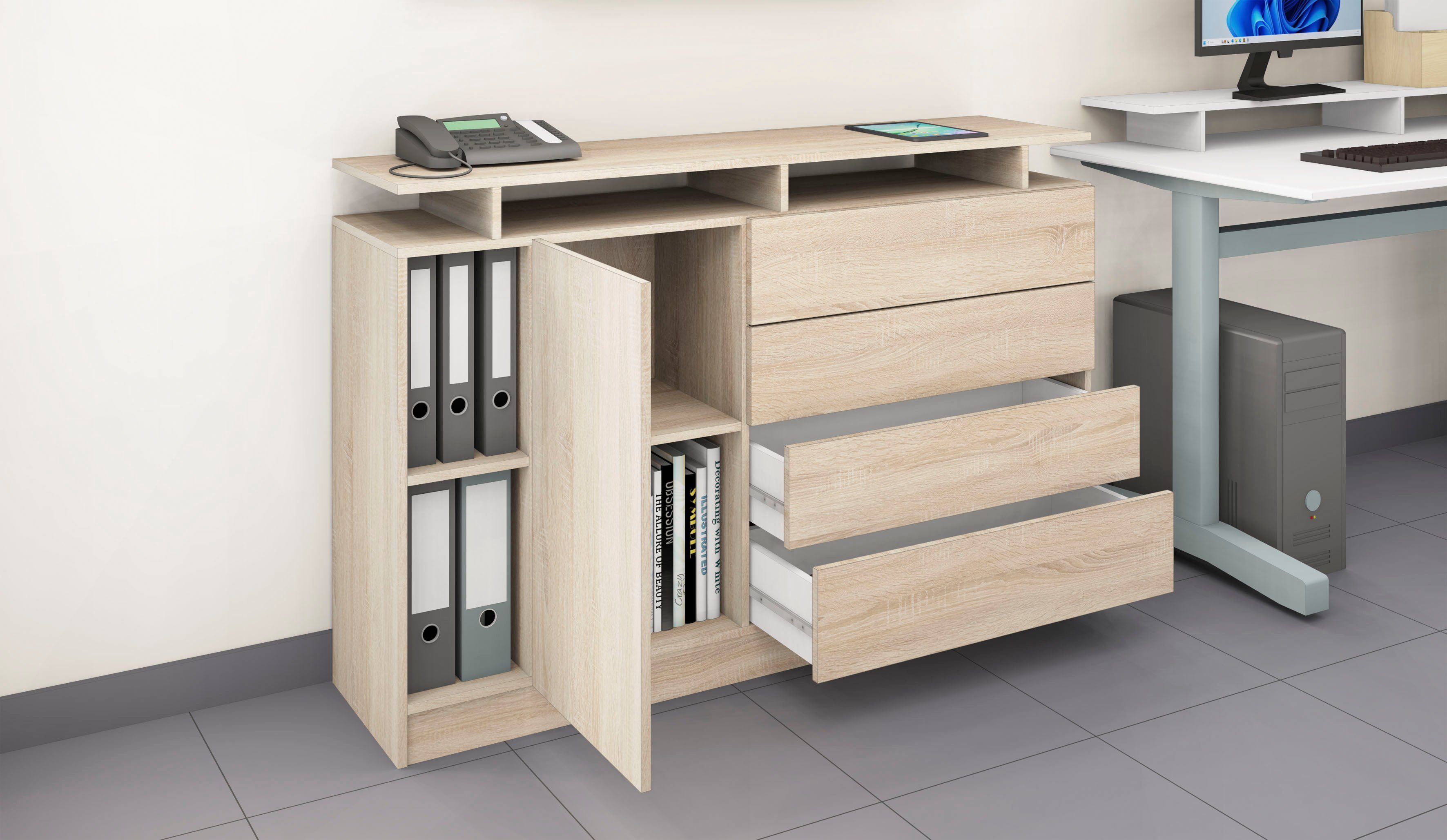 borchardt Möbel Dressoir Vaasa moderne greeploze look, push-to-openfunctie