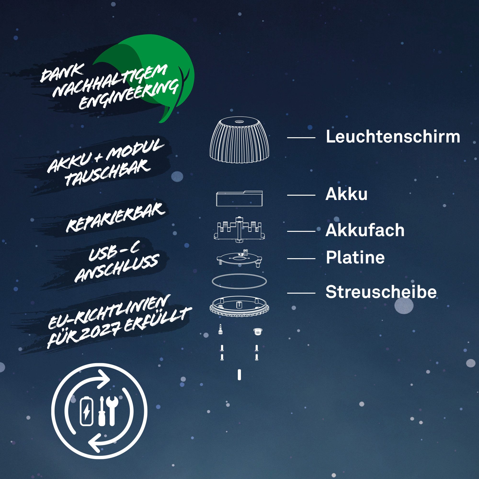 Briloner Leuchten Led-staande lamp Accu LED vloerlamp, koperkleurig