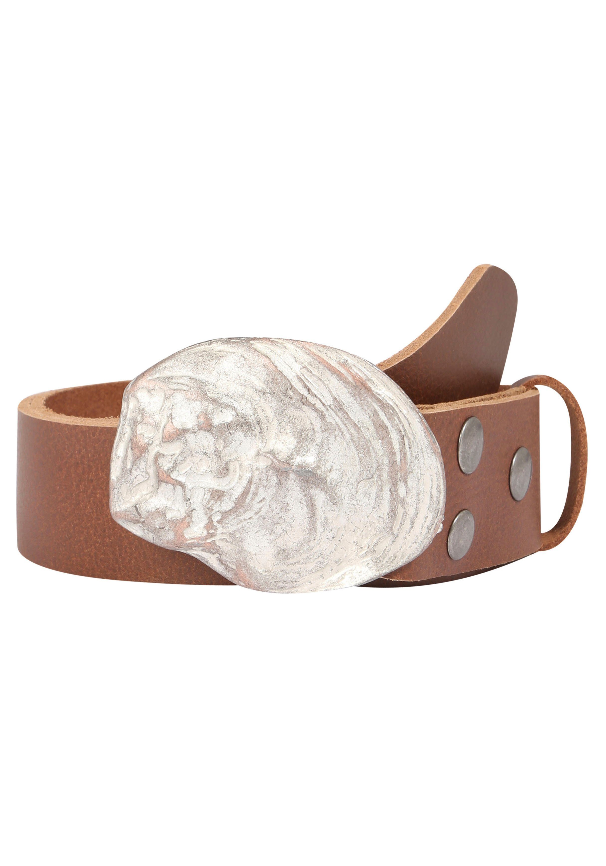RETTUNGSRING by showroom 019° Leren riem met verwisselbare sluiting "oester rosé" dames brede riemen maat 85 bruin