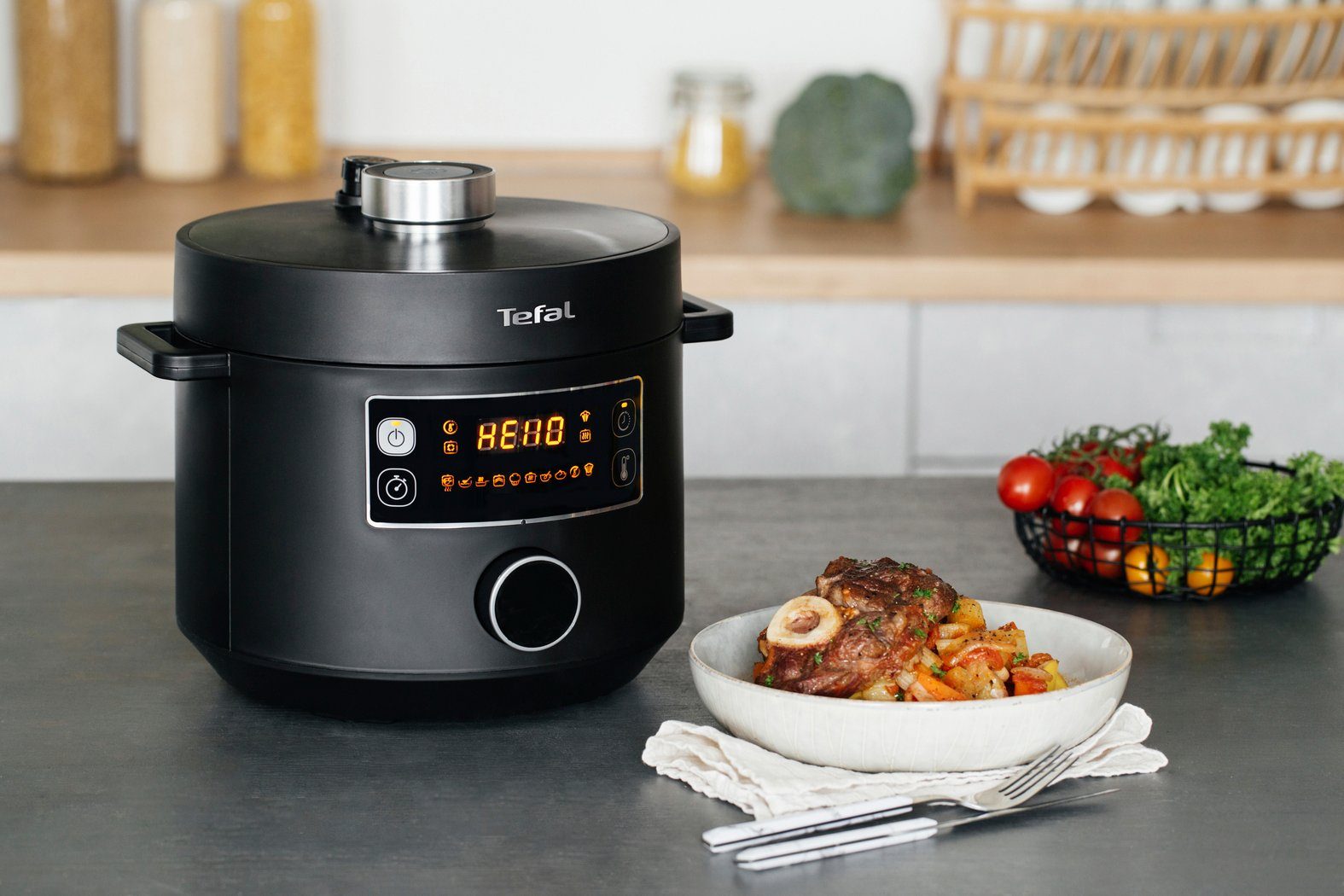 Tefal Multi-cooker CY7548 Turbo Cuisine elektrische snelkookpan, 10 automatische programma’s, veelzijdig