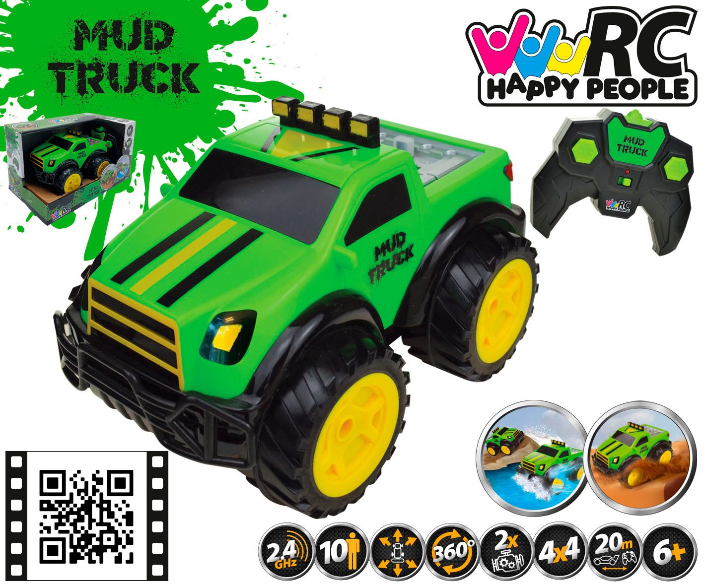 Happy People Radiografisch bestuurbare truck Mud Truck Amfibievoertuig