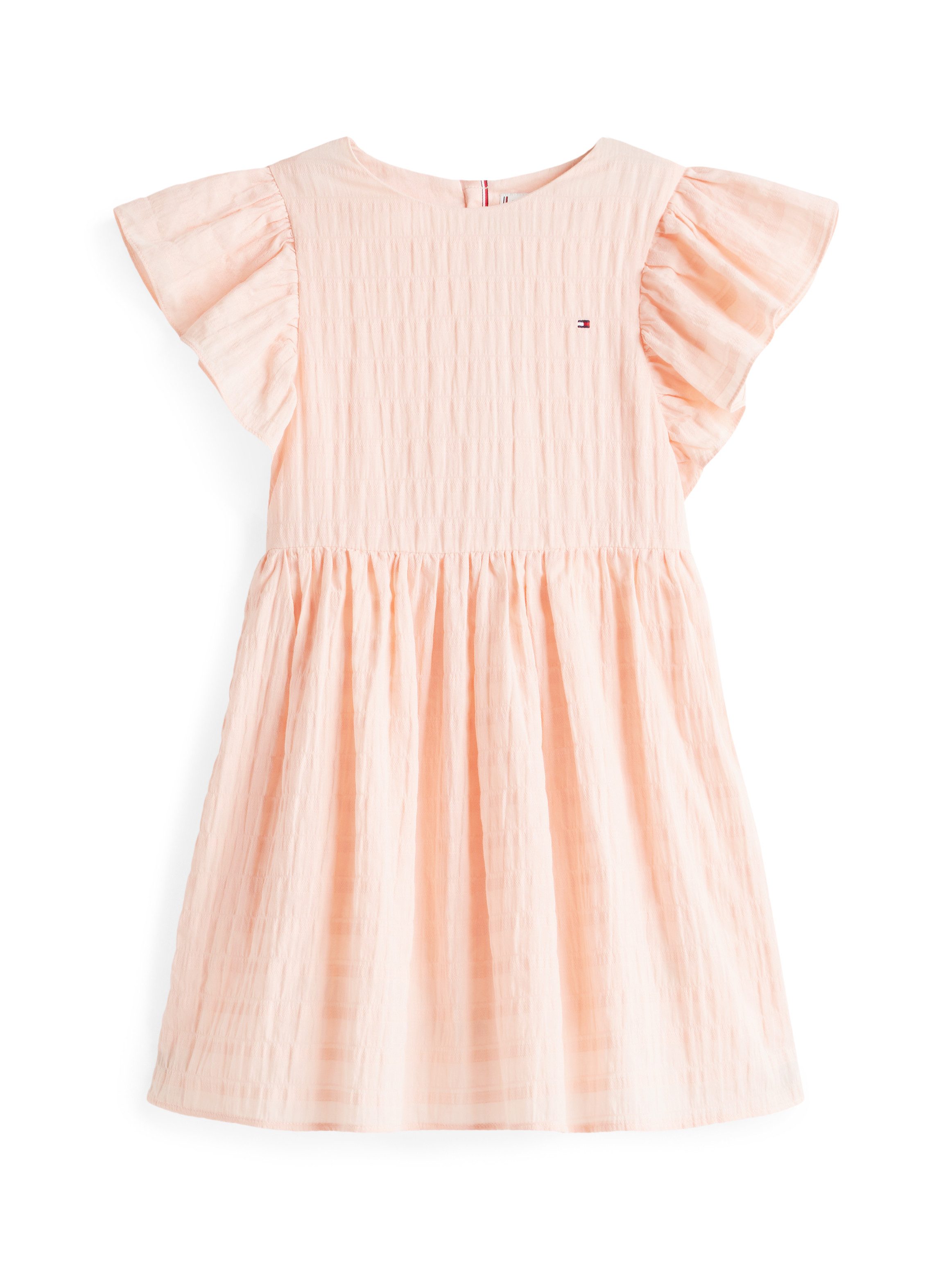 Tommy Hilfiger Zomerjurk TEXTURED COTTON met vleugel mouwen, met structuur