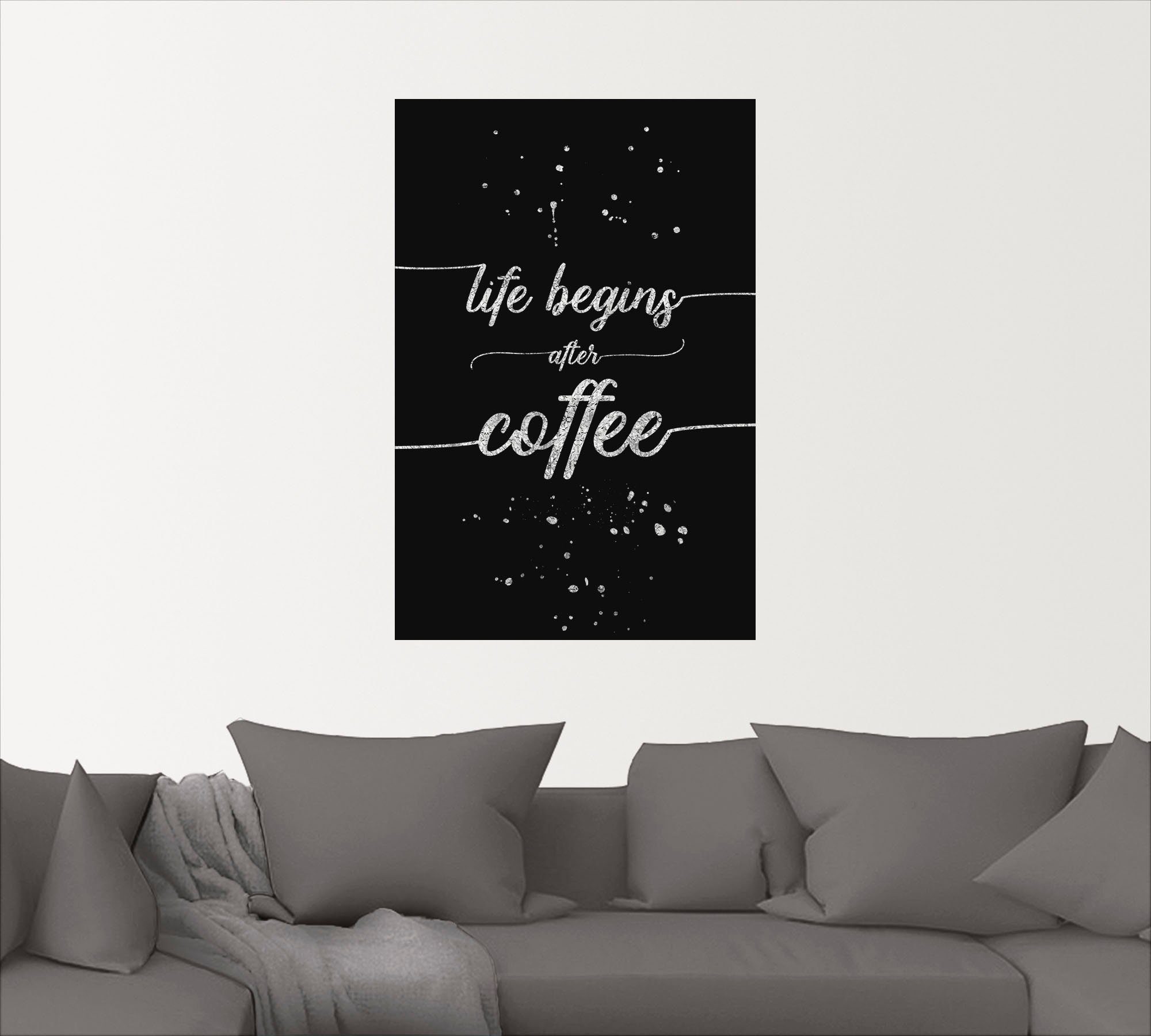 Artland Artprint Het leven begint na de koffie als artprint van aluminium, artprint op linnen, muursticker, verschillende maten