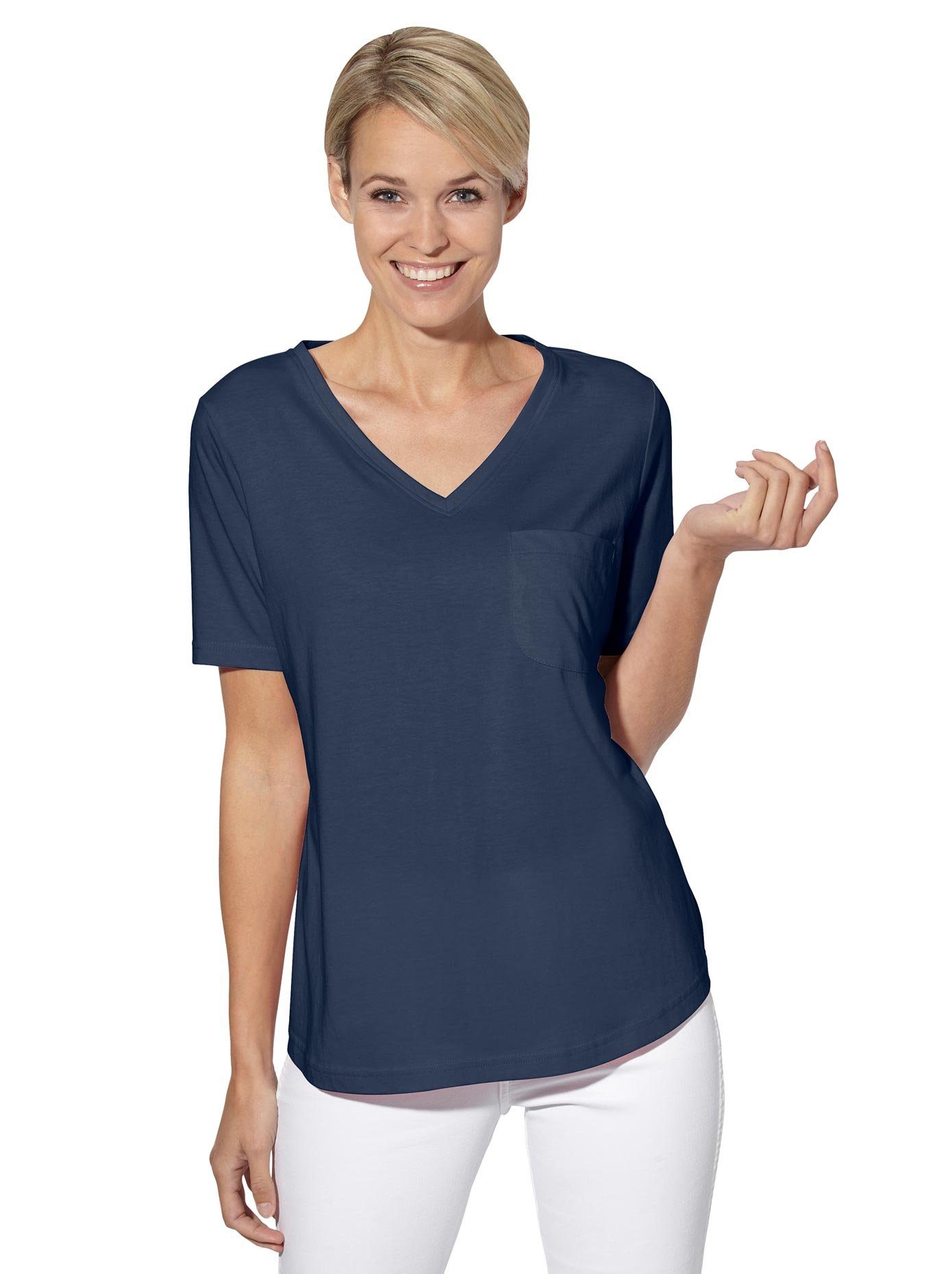 Casual Looks Shirt met V-hals Shirt (1-delig)