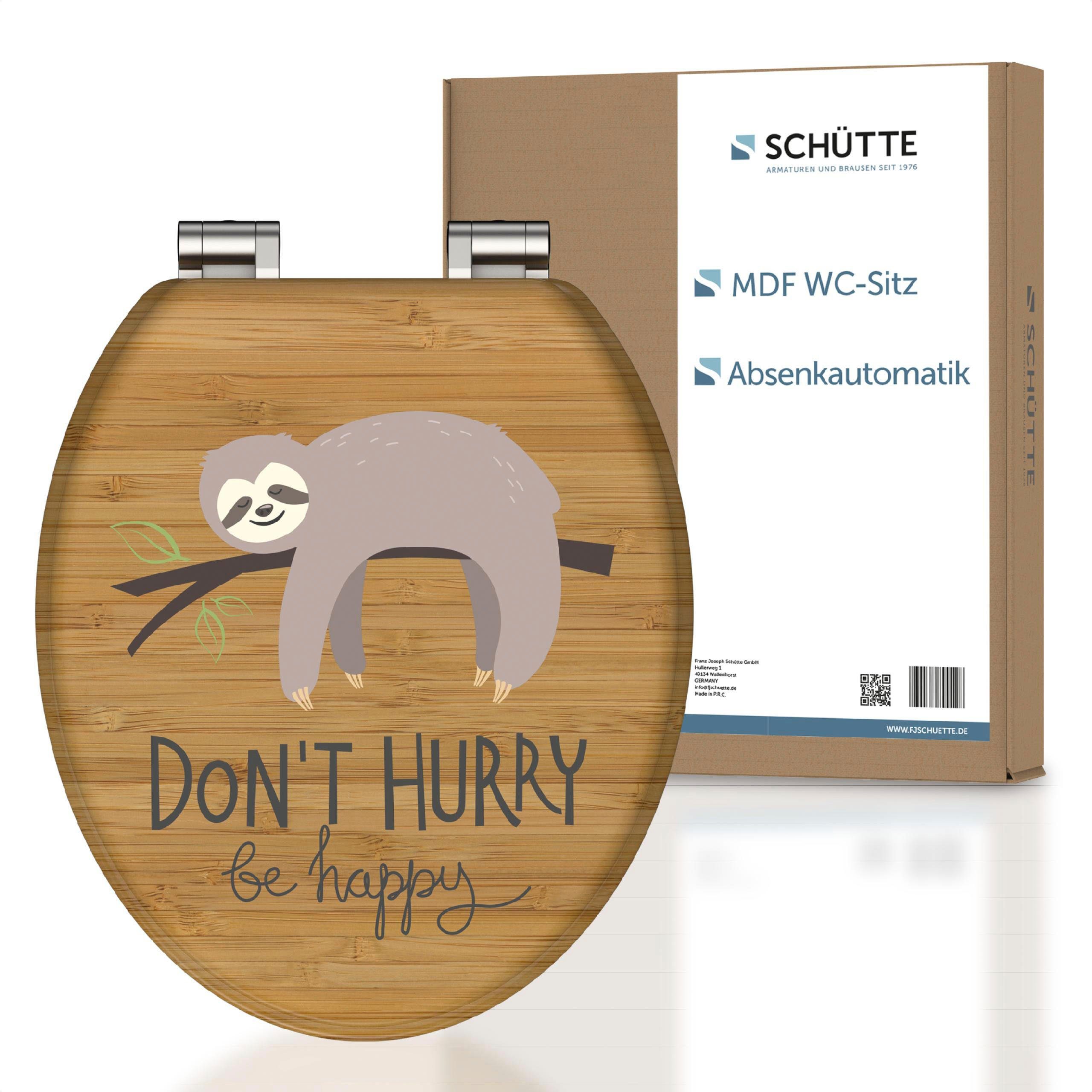 Schütte Toiletzitting Don`t Hurry Softclosemechanisme, houten kern, motiefprint, mdf wc-brillen bruin