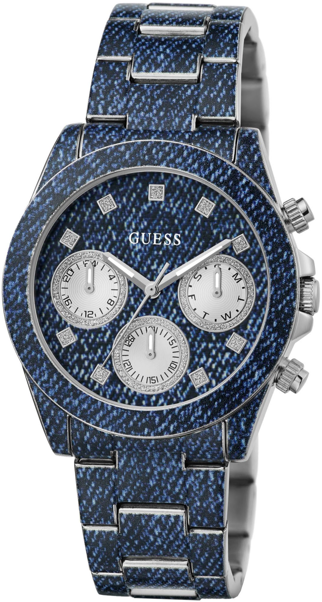 Guess Multifunctioneel horloge Indigo Quartzhorloge, horloge, damenuur, datum, 12/24-uurs weergave