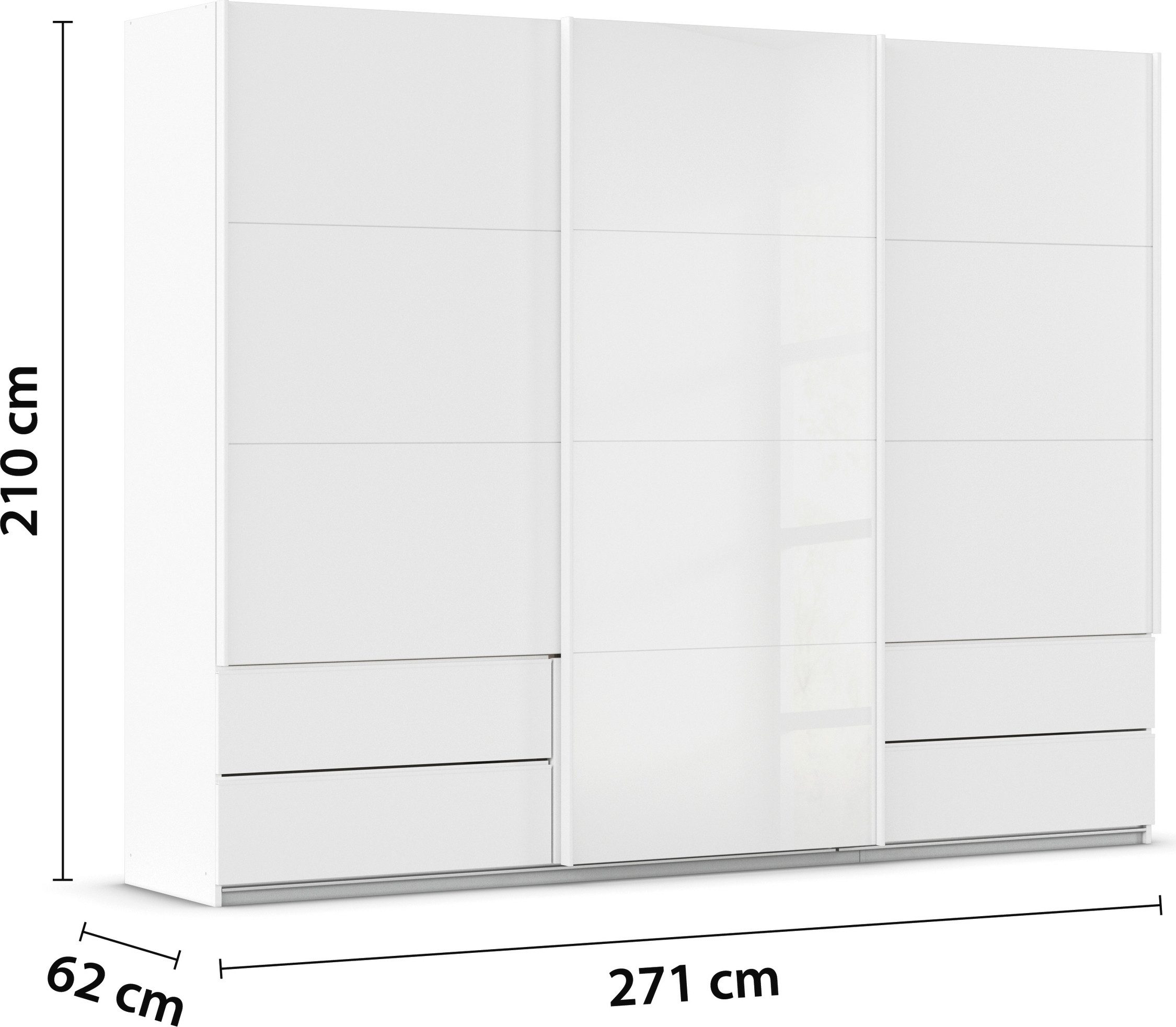 rauch Schuifdeurkast Kledingkast Kast Garderobe ELARA Glazendeur/Grauw spiegel