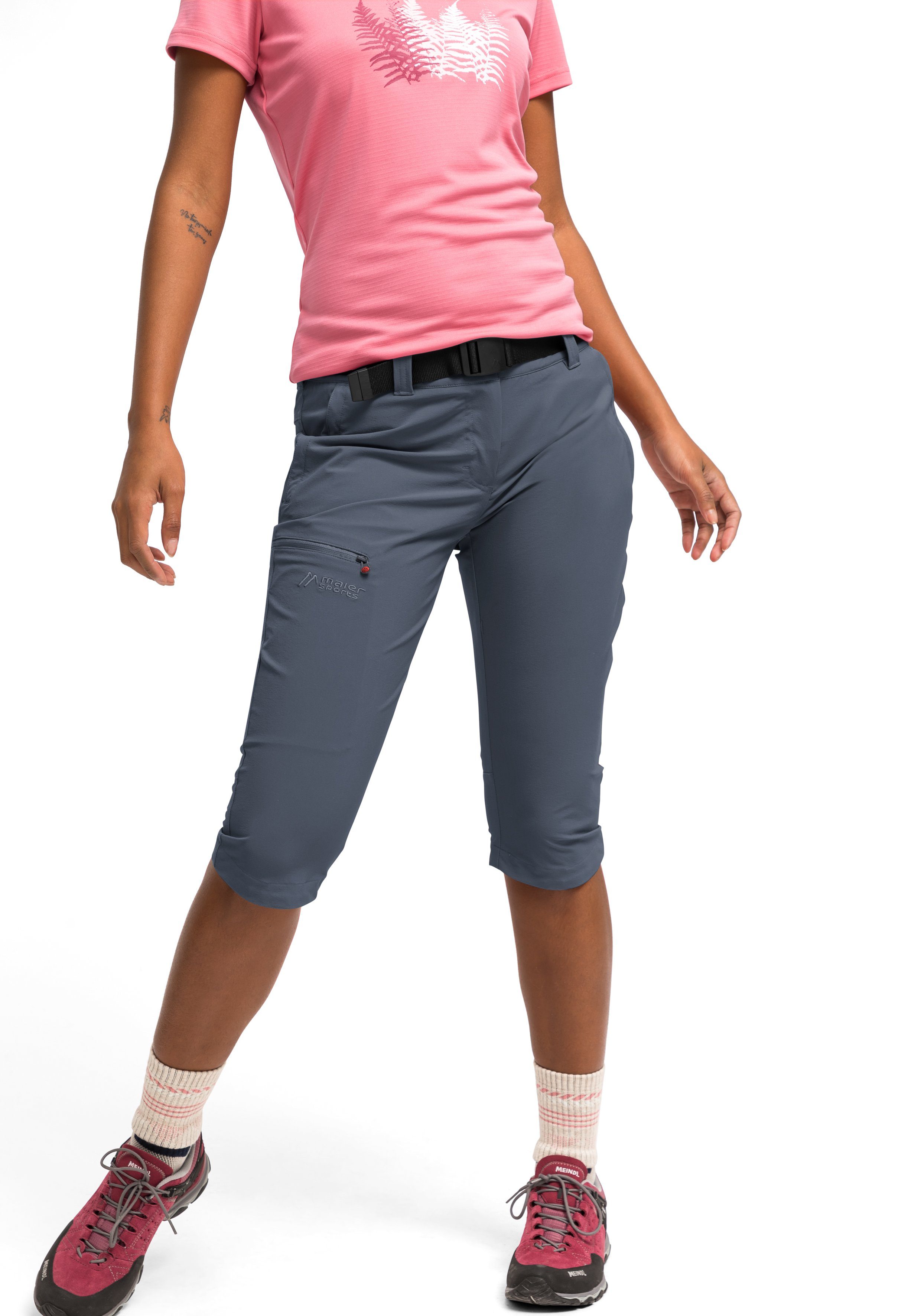 Maier Sports Capribroek Inara slim 3/4 Dames wandelbroek, ademende outdoorbroek, 3/4 broek met 3 zakken