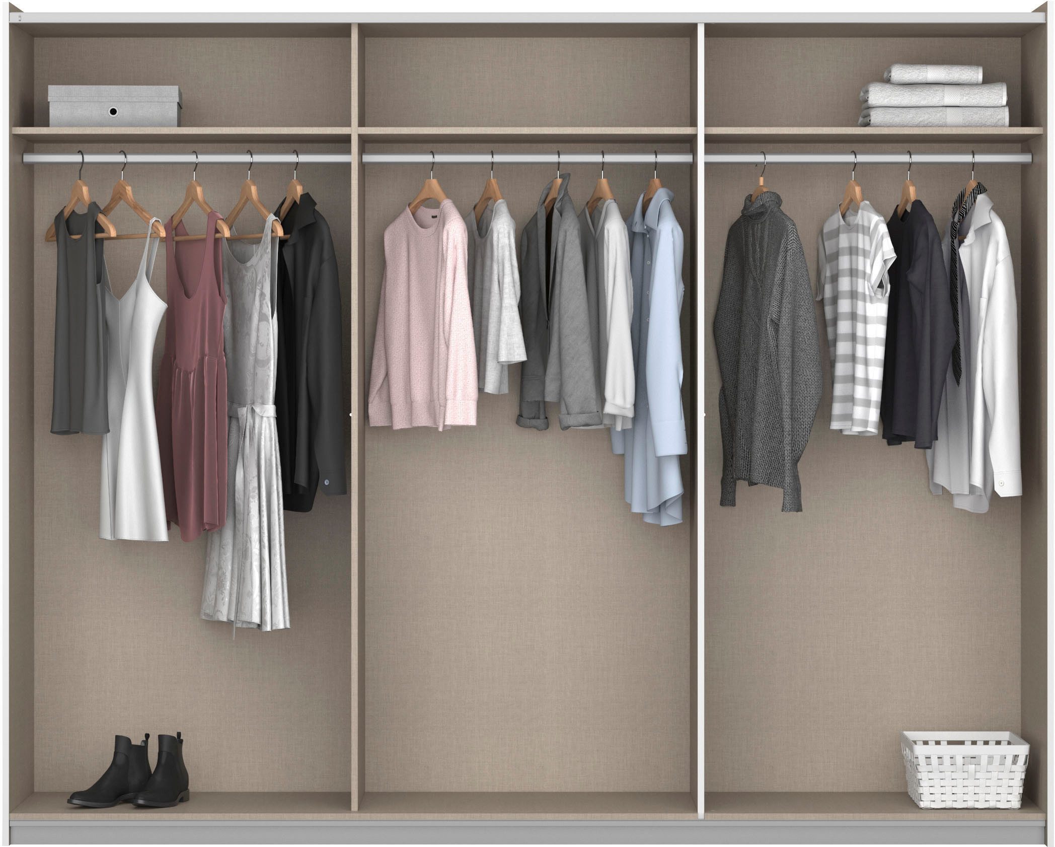 rauch Zweefdeurkast Kledingkast draaideurkast kast garderobe KRONACH TOPSELLER met spiegel en veel opbergruimte, metalen greepstrips, made in germany