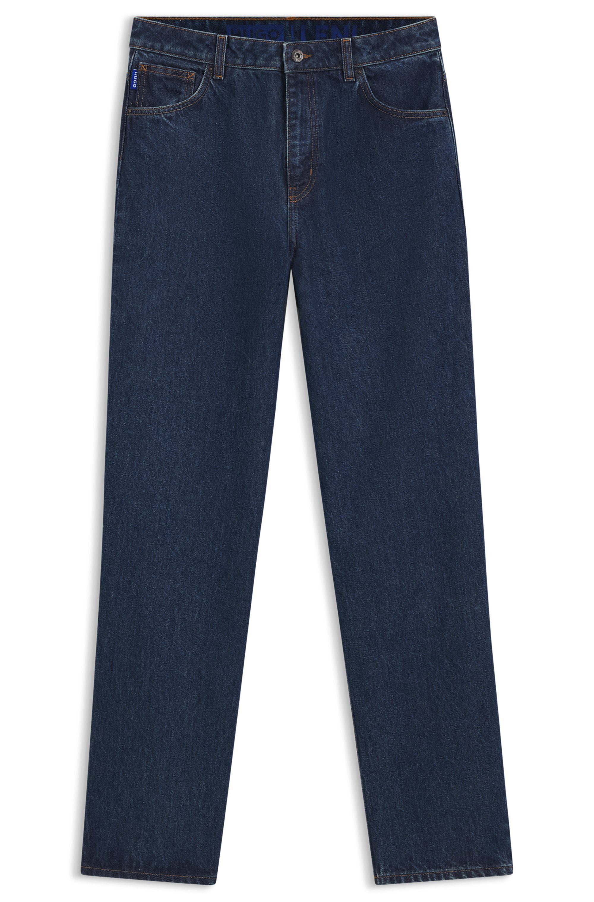 HUGO Blue Relax fit jeans Leni met kenmerkende borduurwerk