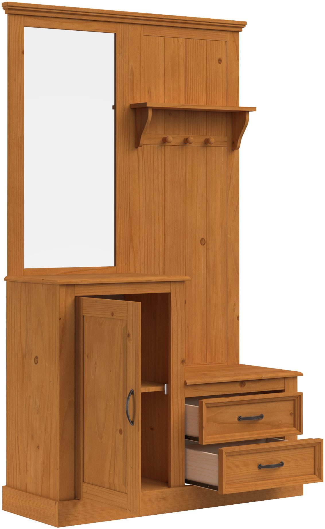 Home affaire Kledingkast Selma Compacte garderobe, met spiegel, haken en hoedplank, breedte 110 cm