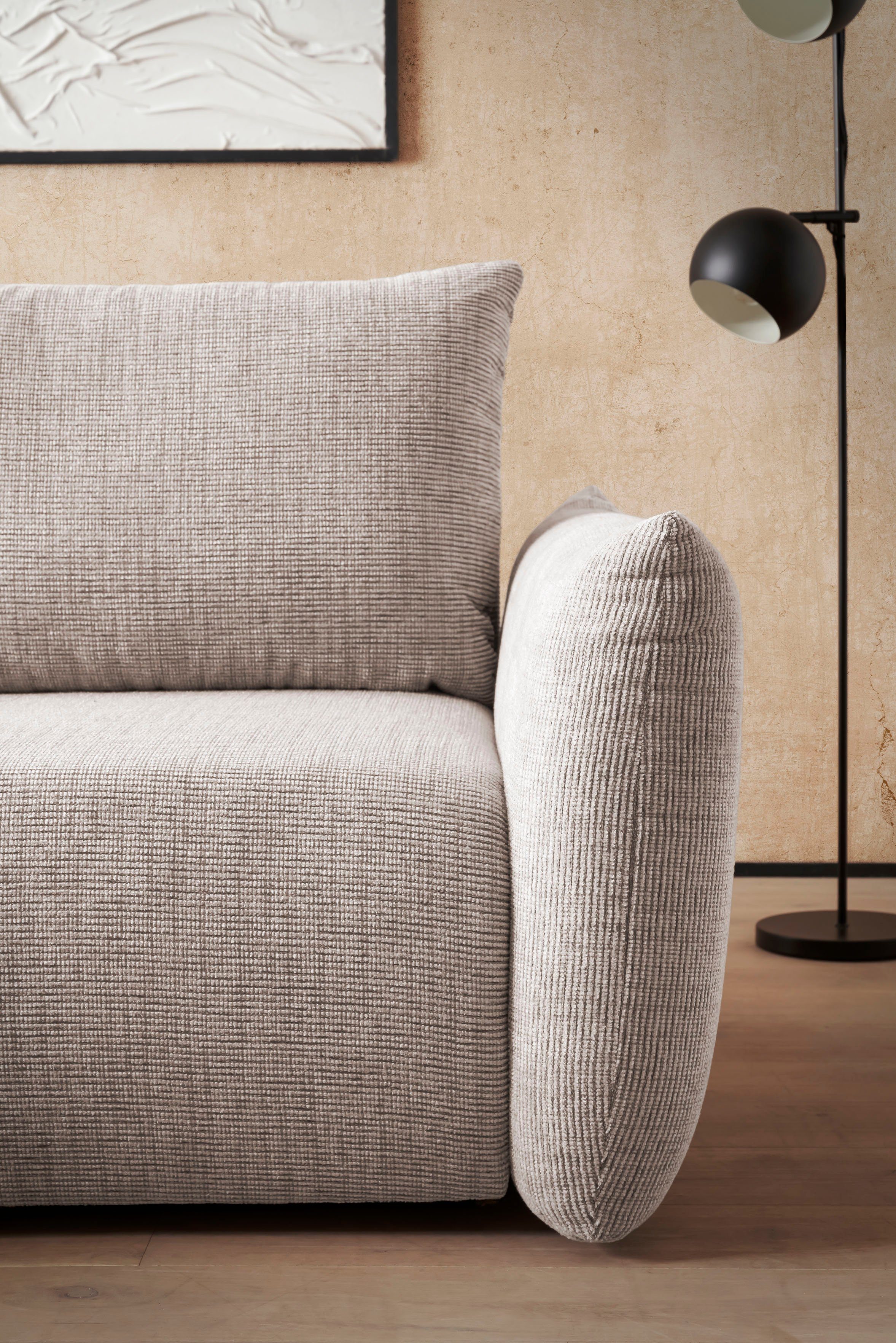 INOSIGN Hoekbank MAVAS bedbank met bedkist, L-model, ca. 257/127 cm (ligoppervlak 212/145 cm), ribfluweel, chenille, structuur