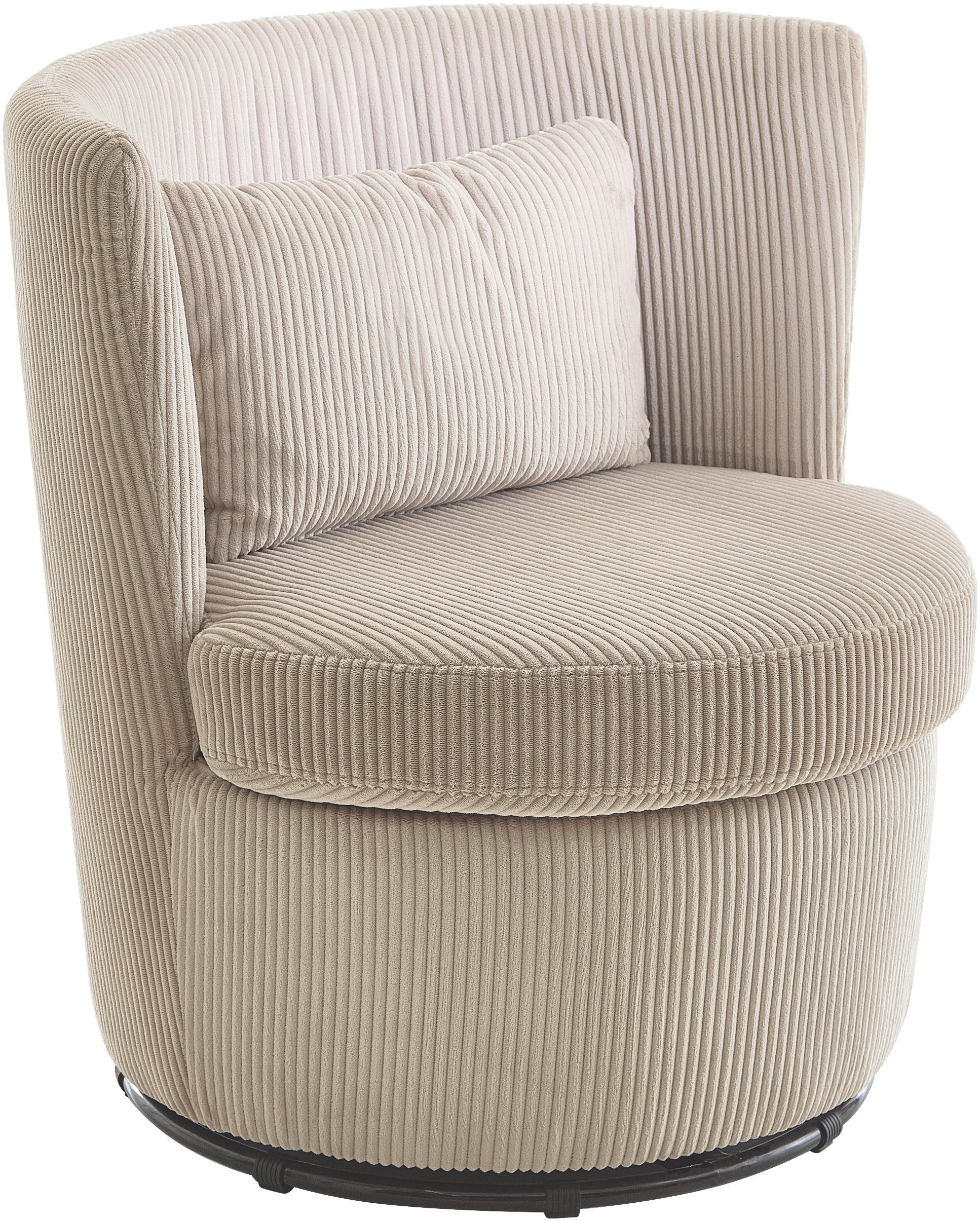 ATLANTIC home collection Draaibare fauteuil KENO 360-graden draaibare cord fauteuil, incl. een sierkussen in originele stof