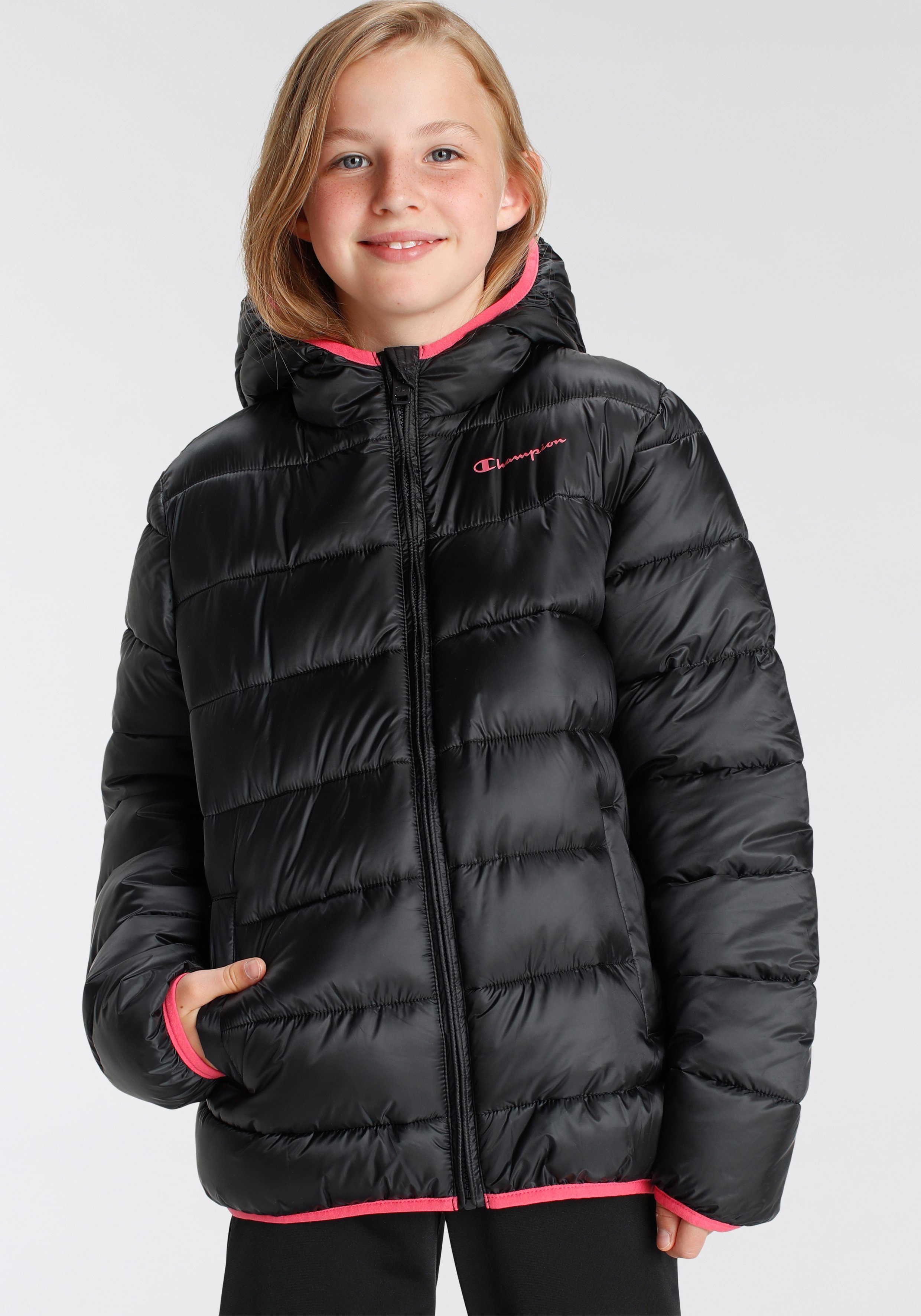 Champion Gewatteerde jas Outdoor jas met capuchon - voor kinderen kinderen winterjassen maat XXL (176) zwart