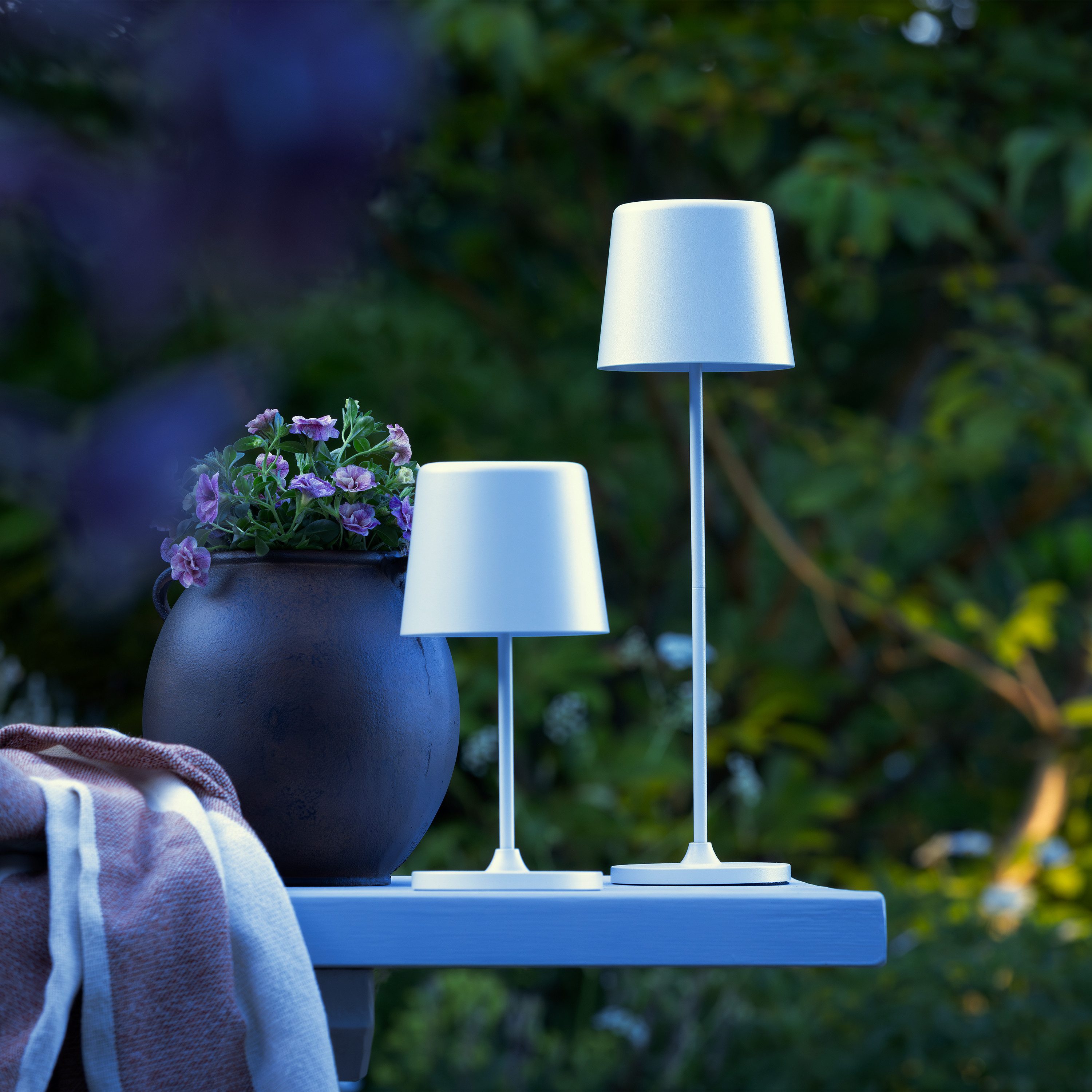 Brilliant Leuchten Led-tafellamp Kaami - mobiele LED buiten tafel lamp 2-delige set 310 lm, touchdimmer, usb, accu, buiten, binnen, acculamp 37 cm hoog (2 stuks)