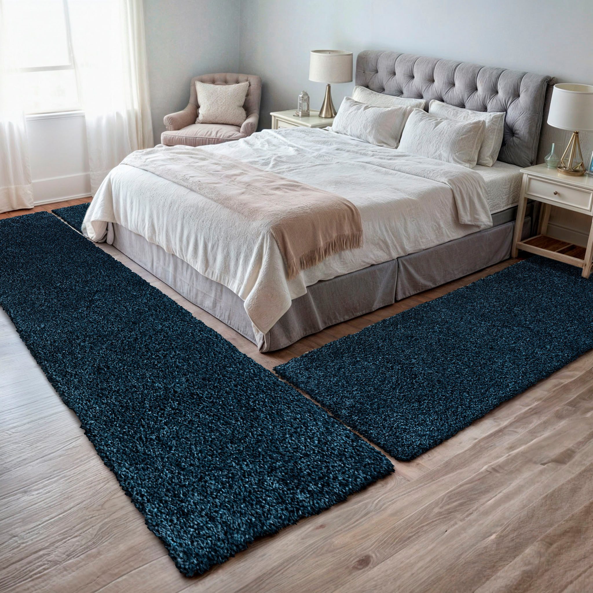 Myflair Möbel & Accessoires Set slaapkamerkleedjes met hoge pool My Shaggy Shaggy, uni-kleuren, licht glanzend, extra fluffy, loper-set