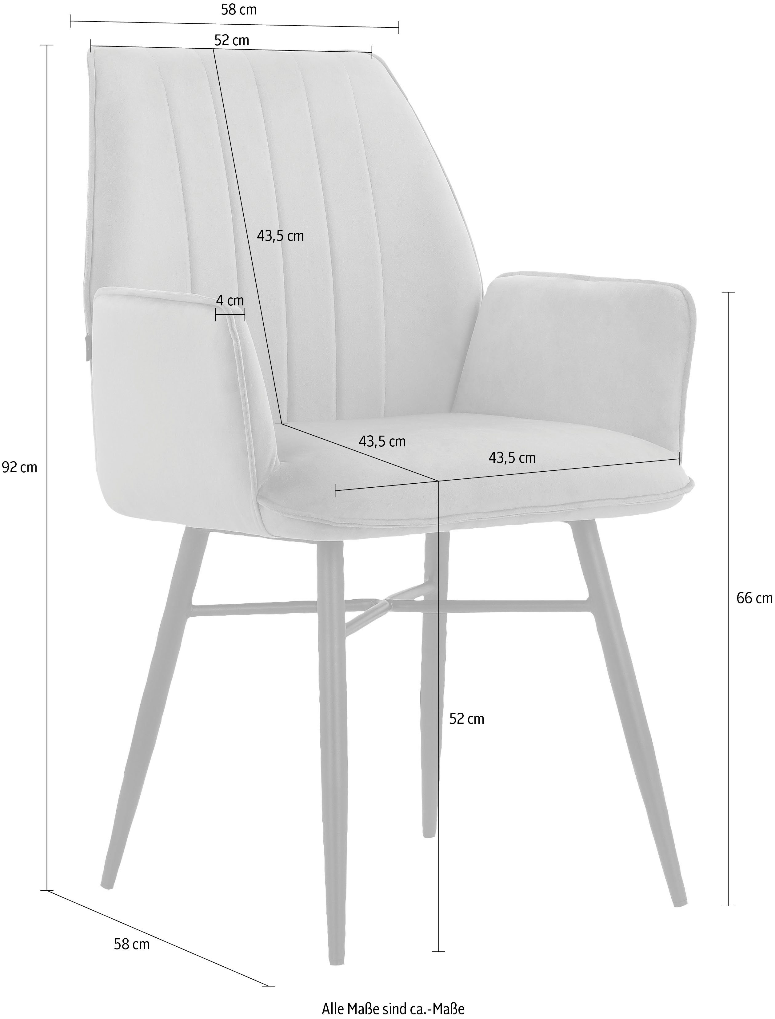 Leonique Eetkamerstoel Hrodwyn Zacht beklede zitting, met horizontale naden op de achterkant, zithoogte 52 cm (2 stuks)