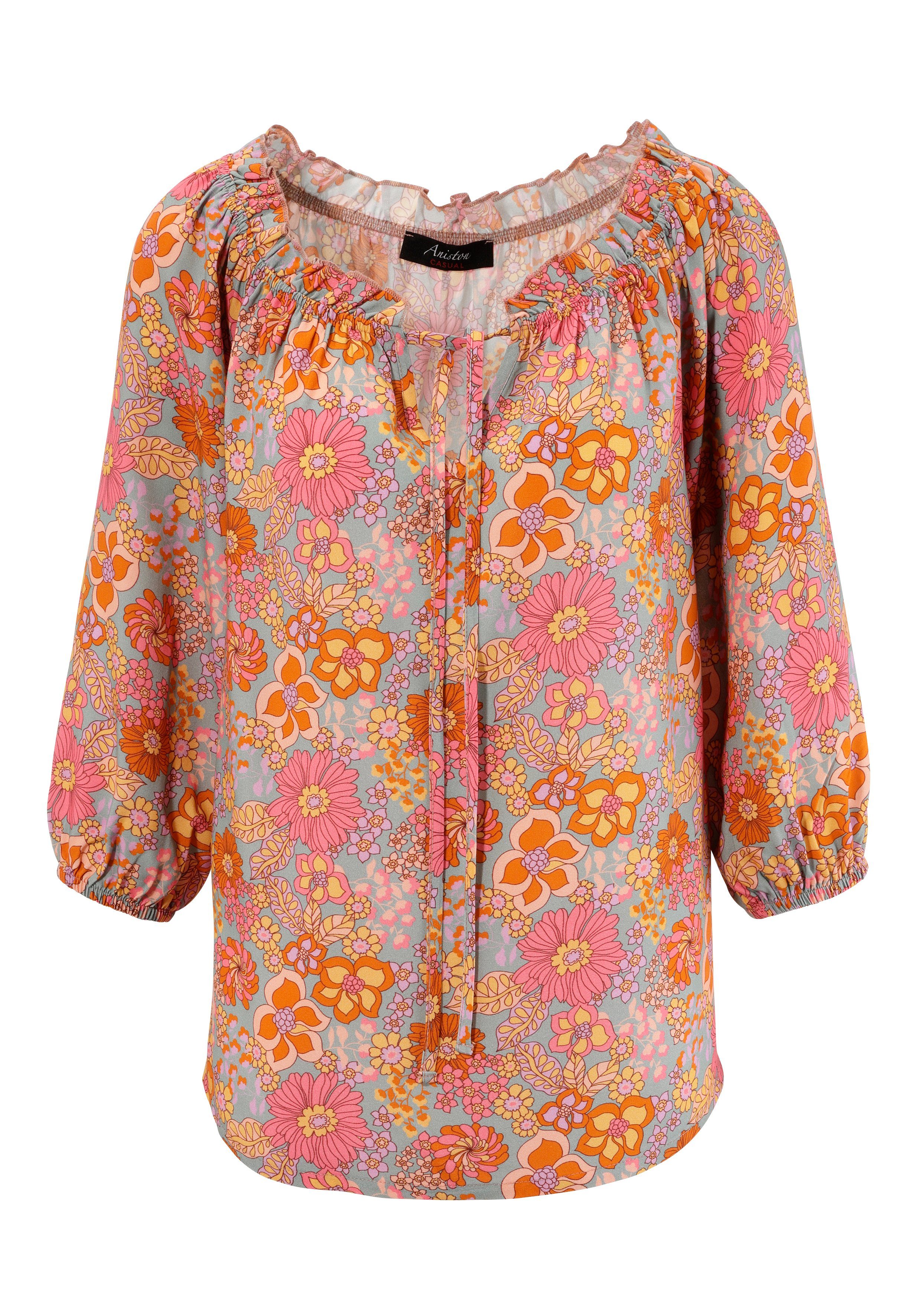 Aniston CASUAL Blouse zonder sluiting met harmonieuze bloemenprint