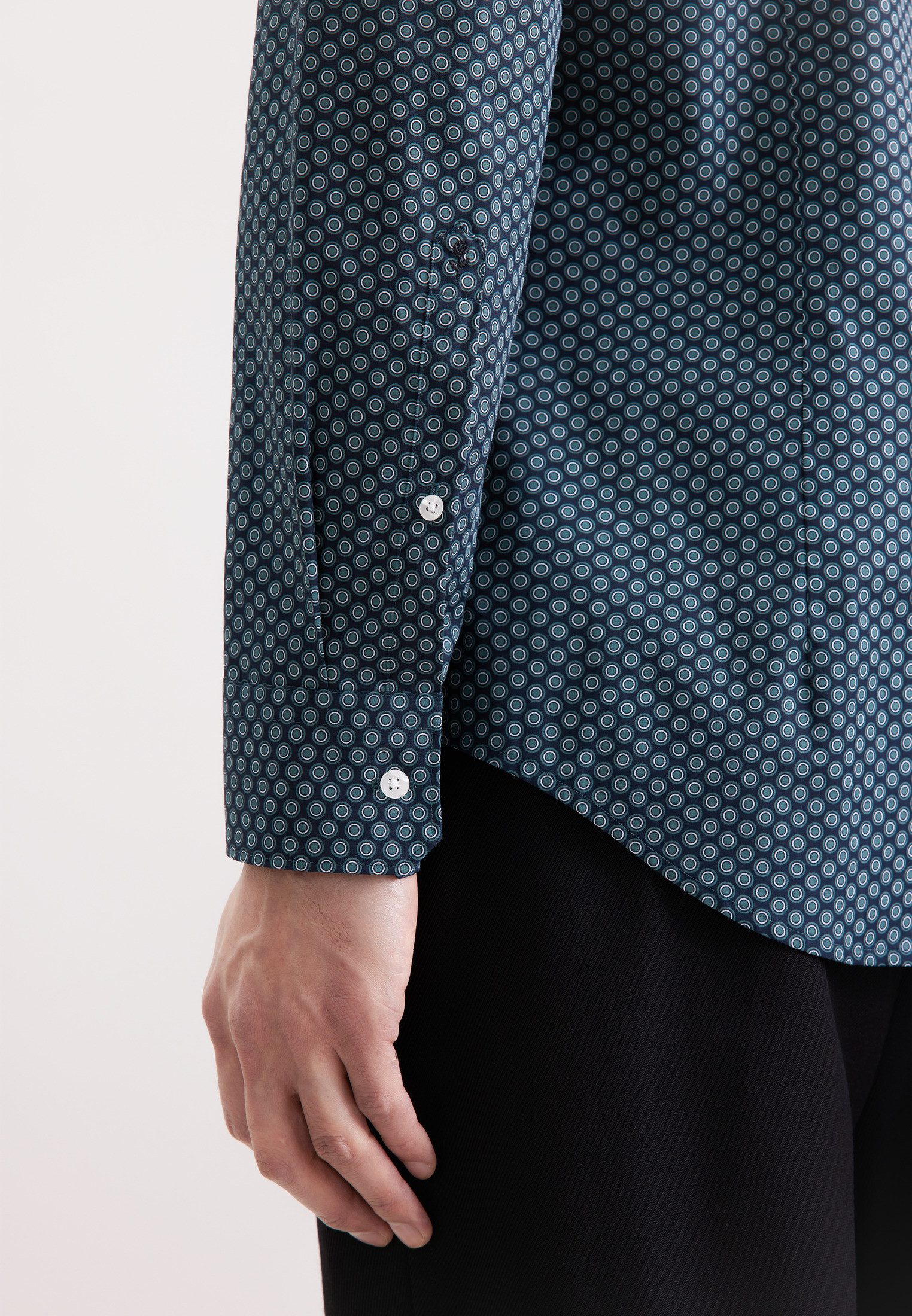 seidensticker Businessoverhemd Zwarte roos Slim 1/1 Kentkraag print