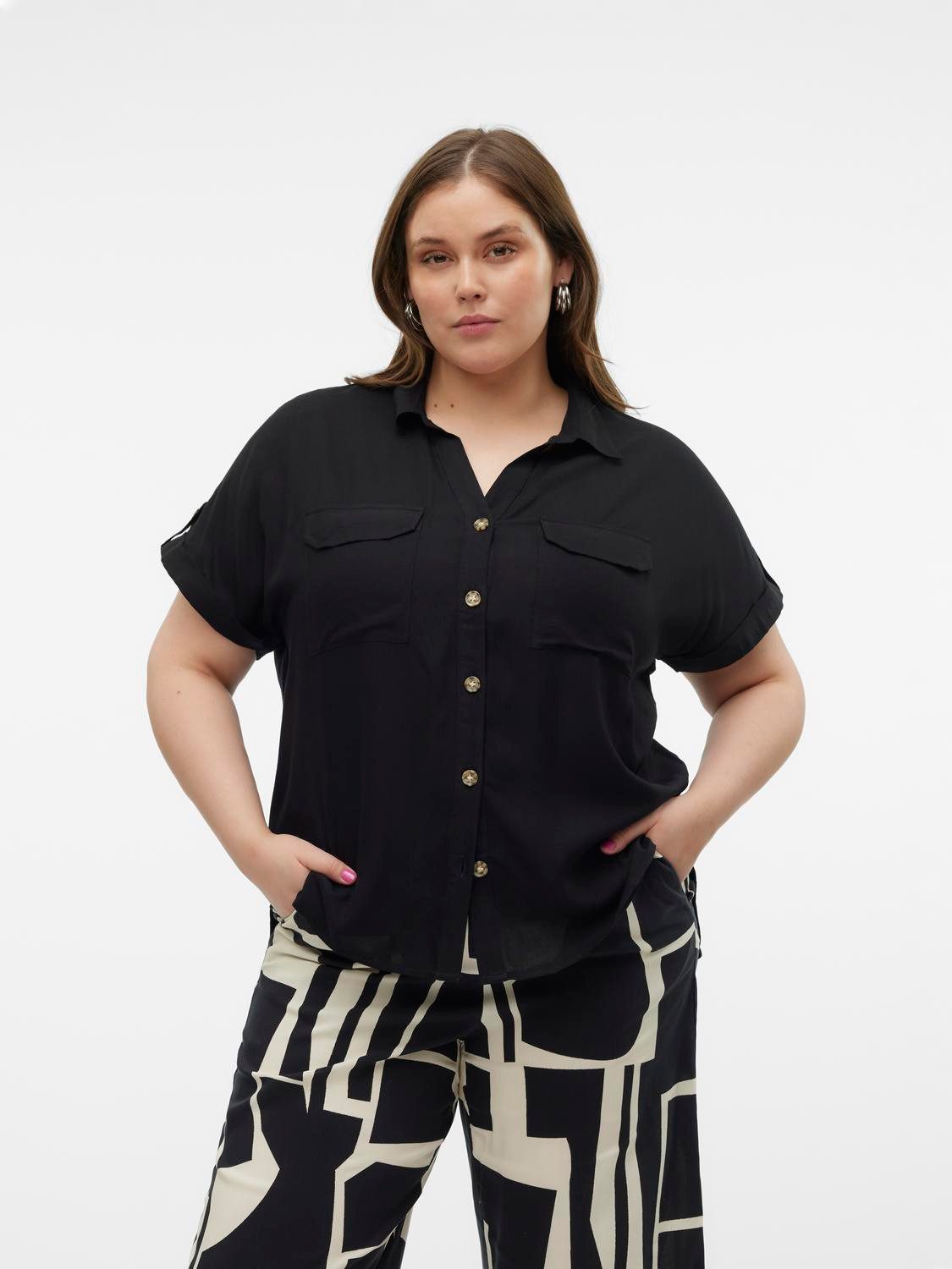 Vero Moda Curve Blouse met korte mouwen VMCBUMPY S S SHIRT WVN GA CUR NOOS