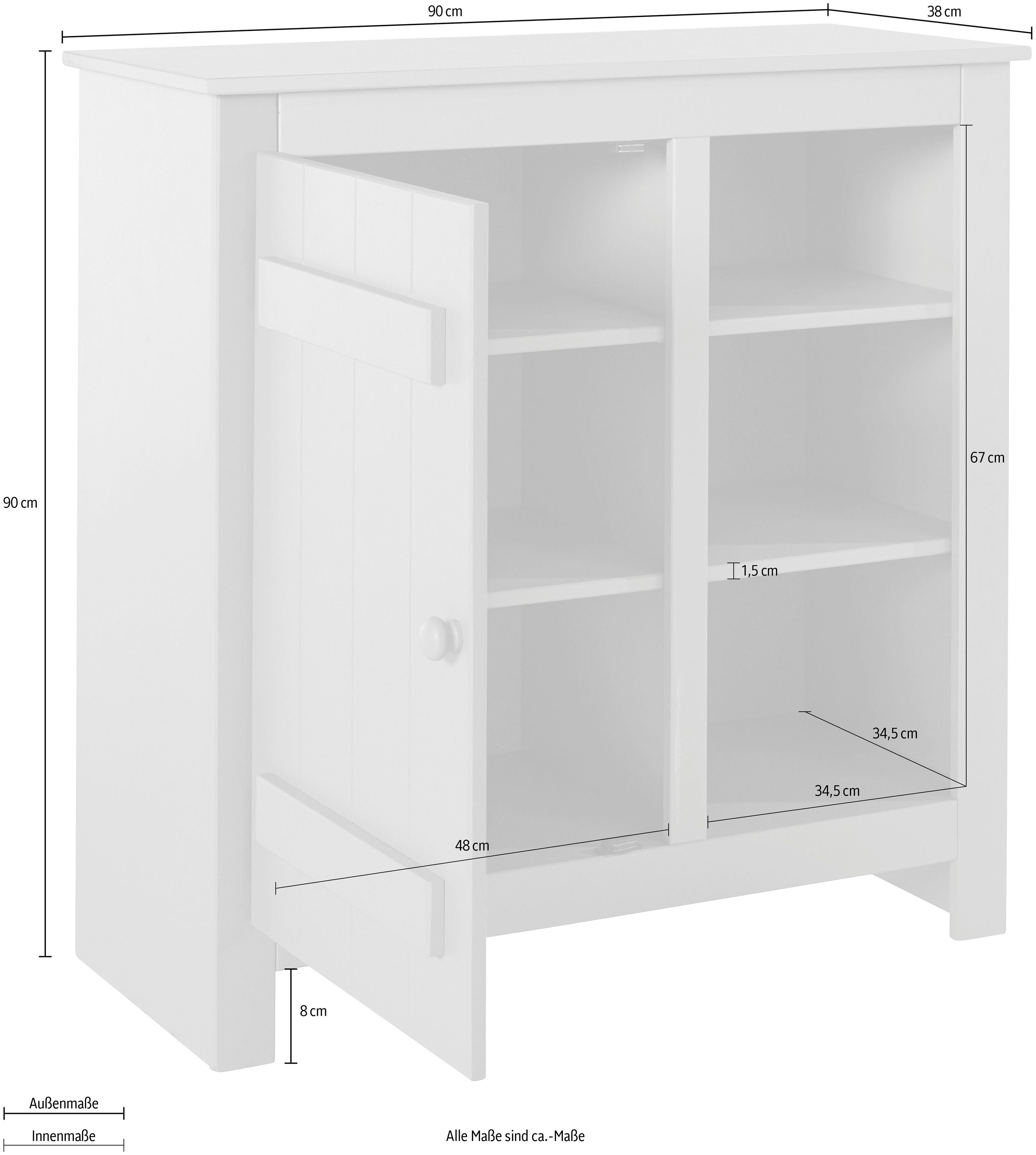 Home affaire Bergkast Bertram Massief hout, 4 verstelbare planken, magnetische sluiting, hoogte 90 cm