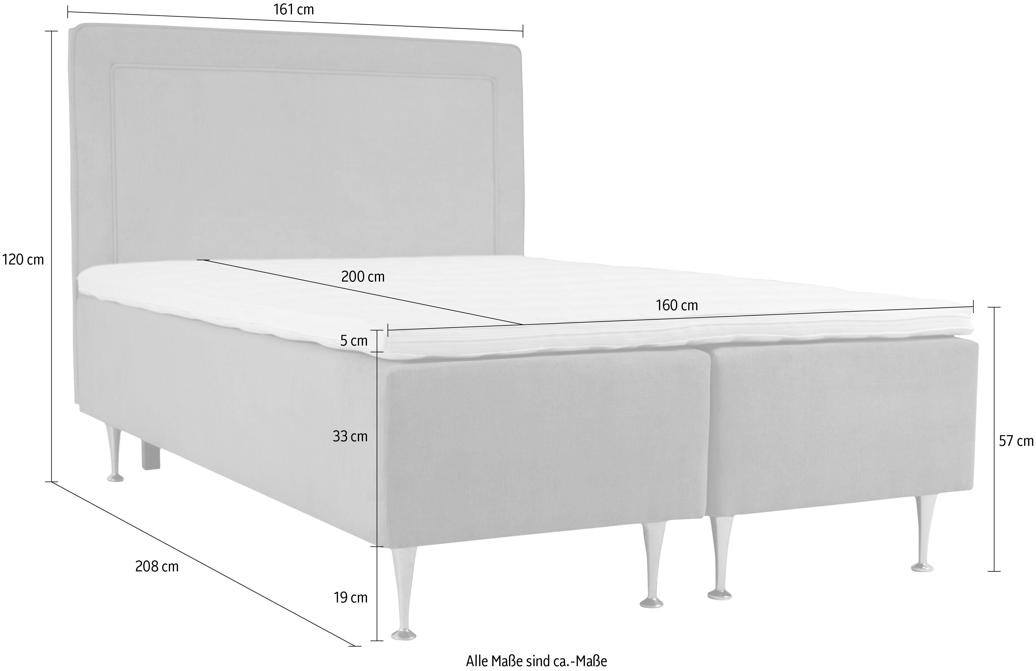 INOSIGN Boxspring Hacer Topmatras, H2 of H3 en in breedte 70,80,90,120,140,160,180 ter keuze