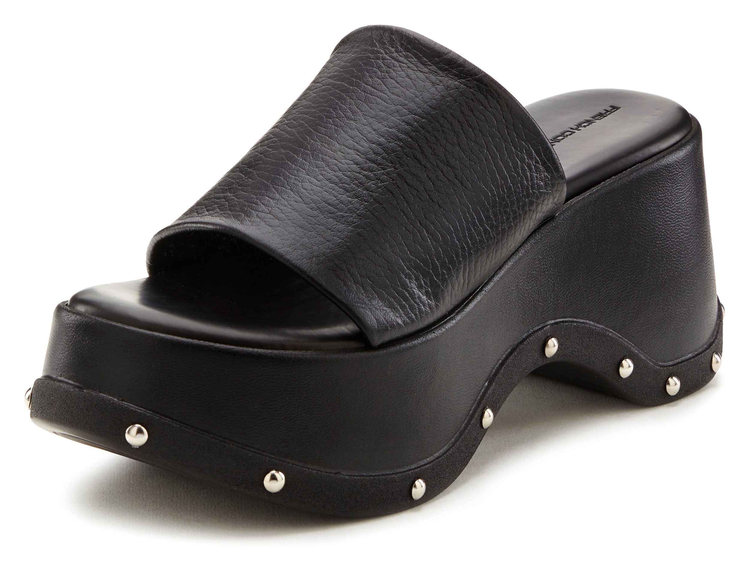 French Connection Slippers Mule, sandaal, open schoen van leer met modieuze plateausole