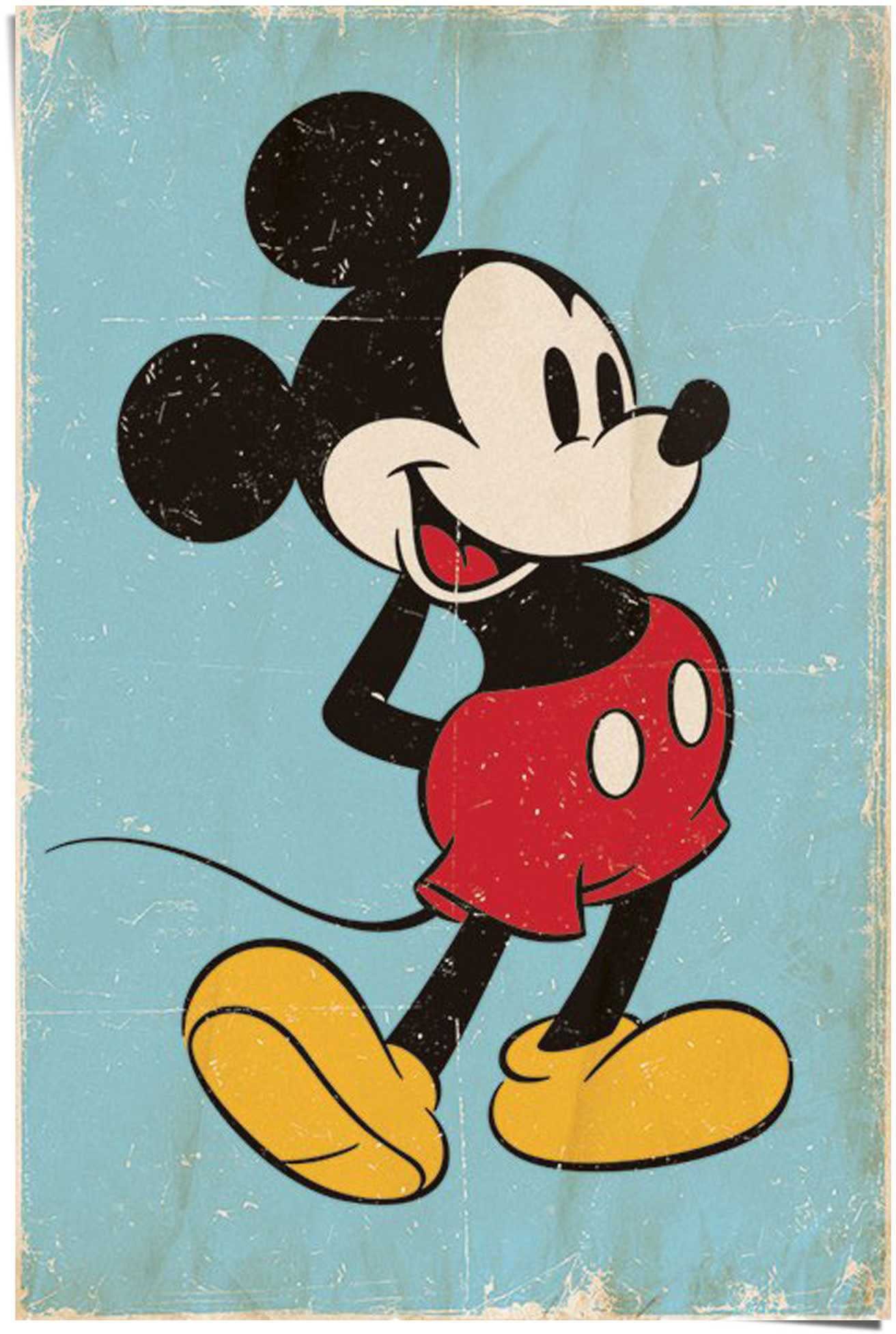 Reinders! Poster Mickey Mouse retro deurposters blauw