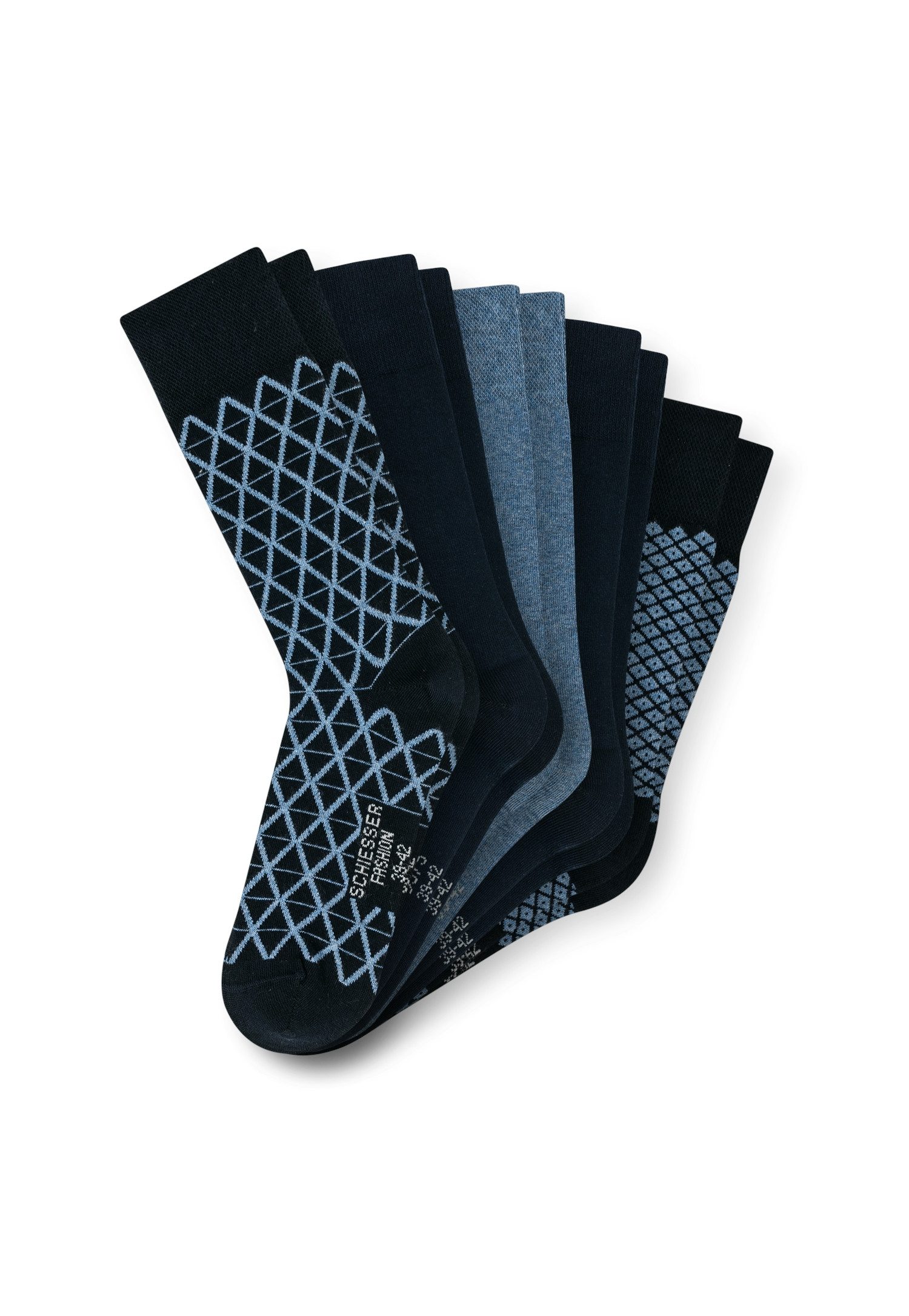 Schiesser Sokken Bluebird drukvrije band, hielen en tenen met de hand geketteld, katoenmix (5 paar)