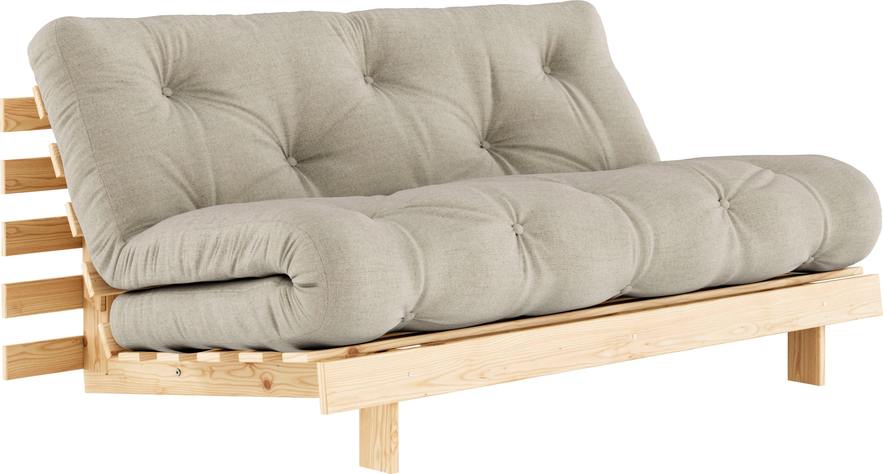 Karup Slaapbank Roots slaapbank, logeerbed, bank incl. futonmatras Ligoppervlak 90/140/160 x200 cm, FSC® gecertificeerd grenenhout