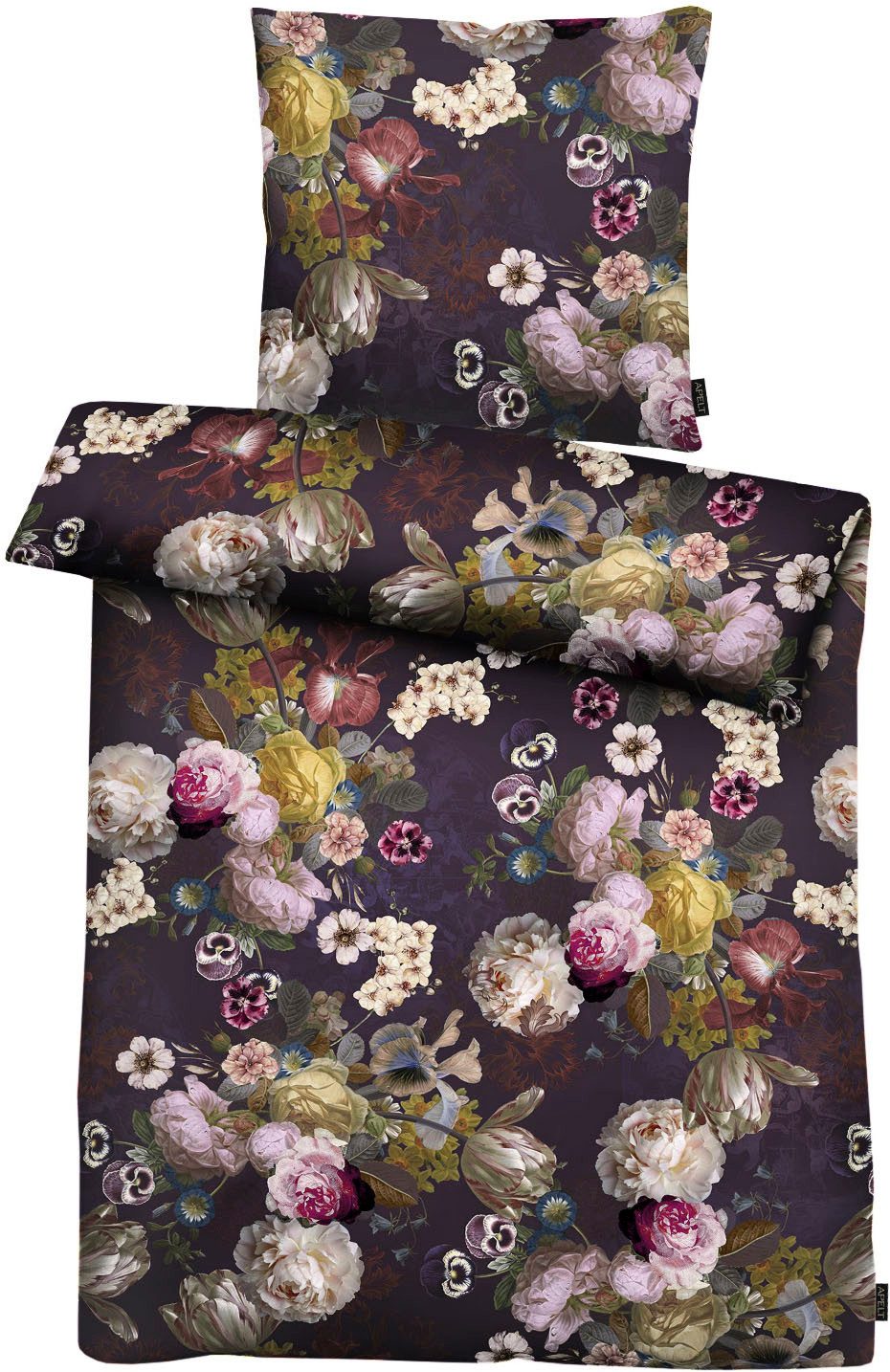 APELT Beddengoed Giorgia GOTS modieuze bloemenprint allover (2-delig) dekbedovertrekken paars