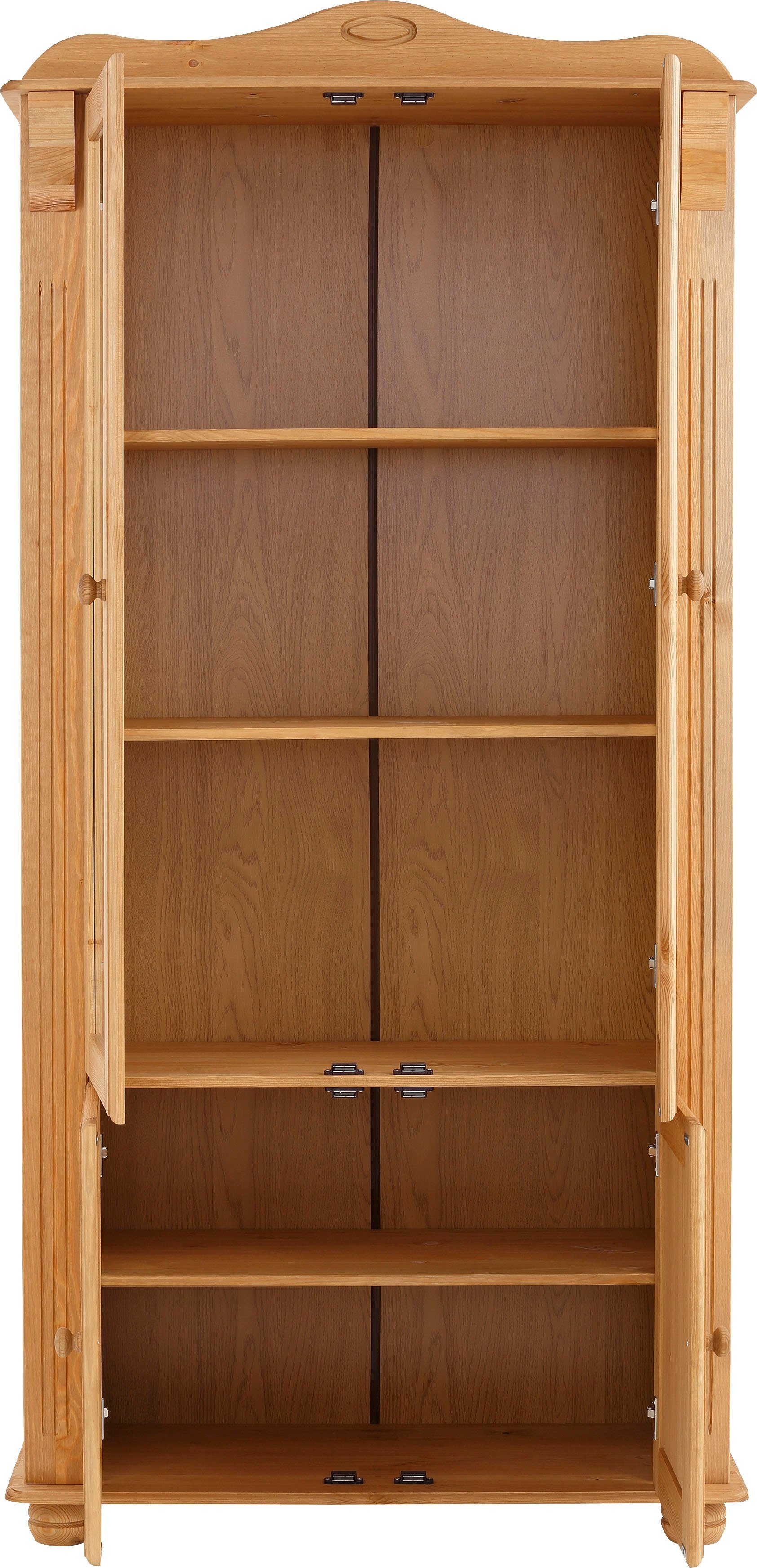 Home affaire Vitrinekast ADELE 4-deurs, hoogte 185 cm, met glaselementen, van massief dennenhout, fsc®