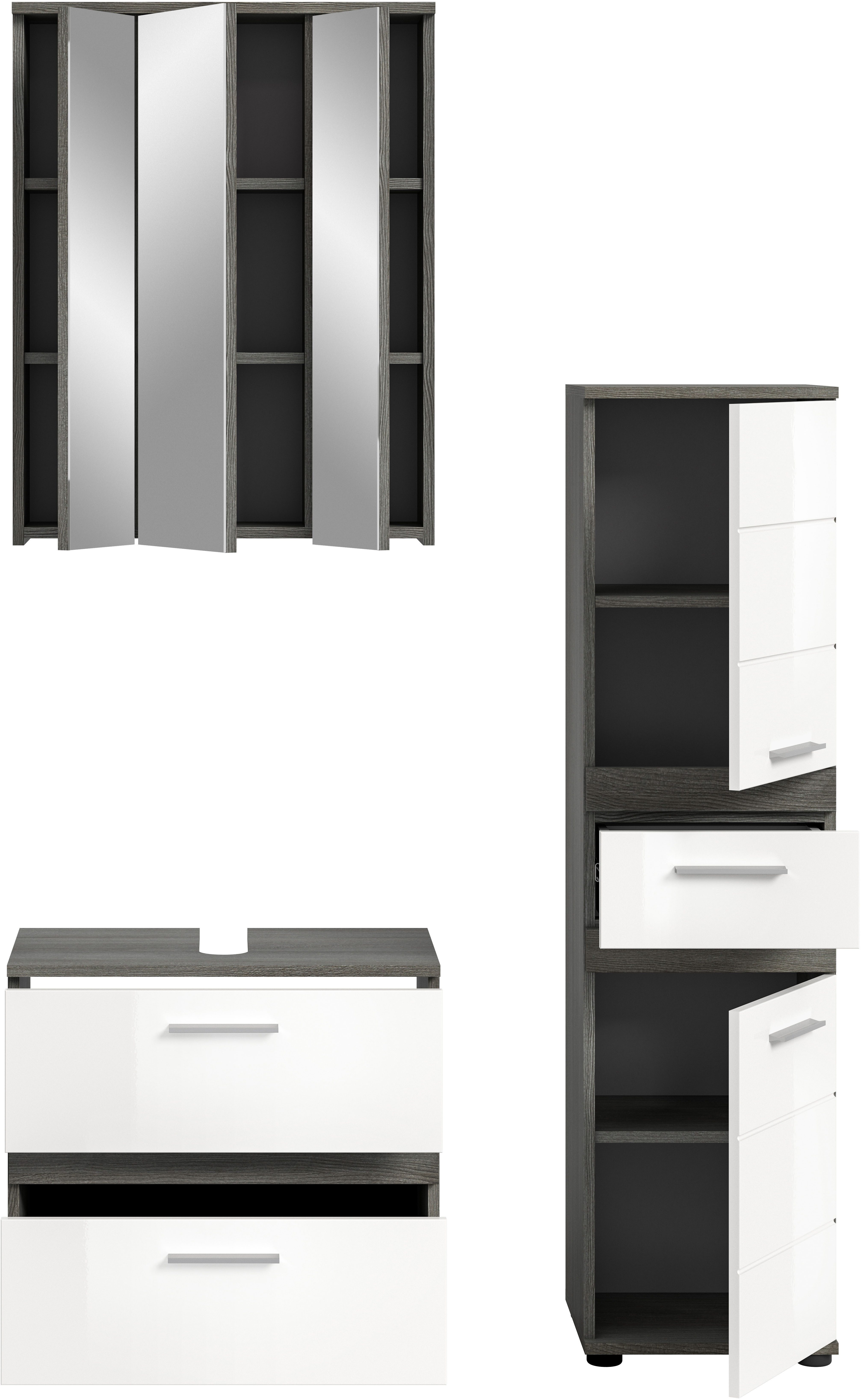 welltime Badmeubelset LUCCA, 3-delig, TOPSELLER!, hoogwaardige MDF front (set, 3 stuks)