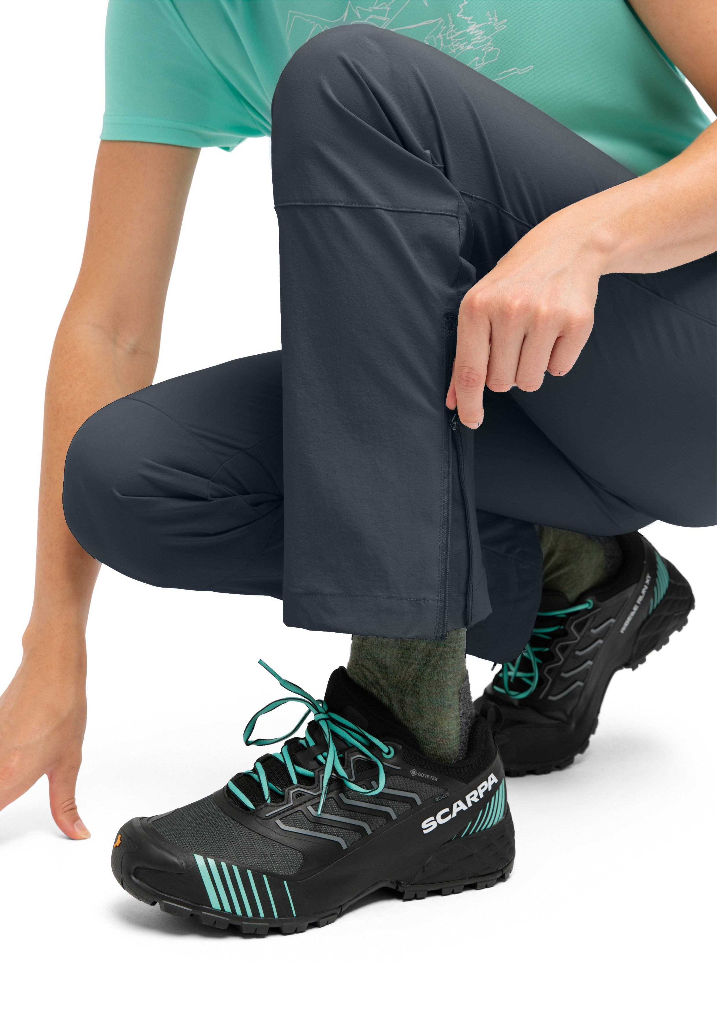 Maier Sports Outdoorbroek Inara slim Vario Dames wandelbroek, functionele broek met variabele tailleband en 4 zakken, slim fit