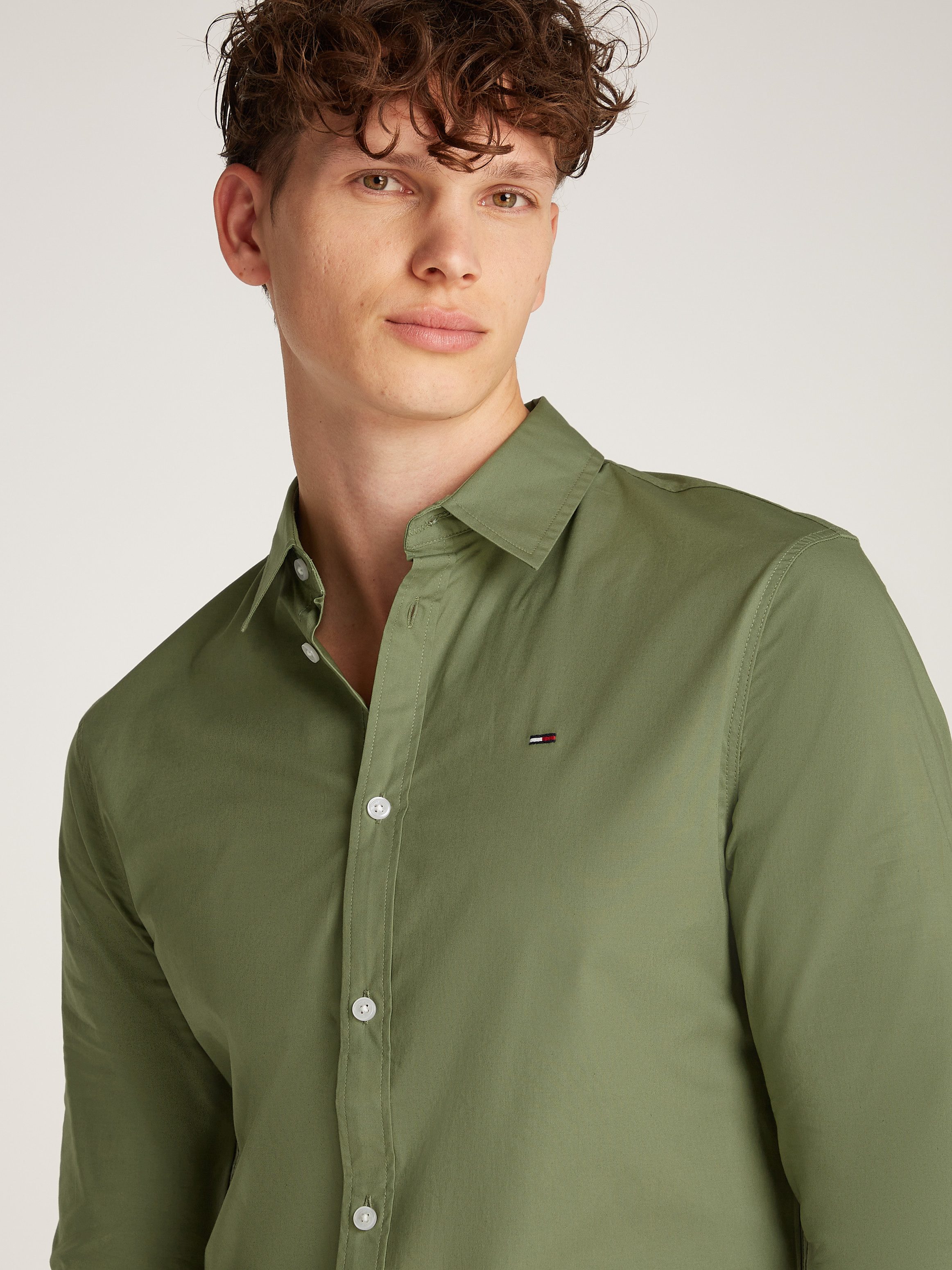 TOMMY JEANS Overhemd met lange mouwen Sabim Stretch Hemd Shirt Stretch shirt, premium, slim fit, met elastaan