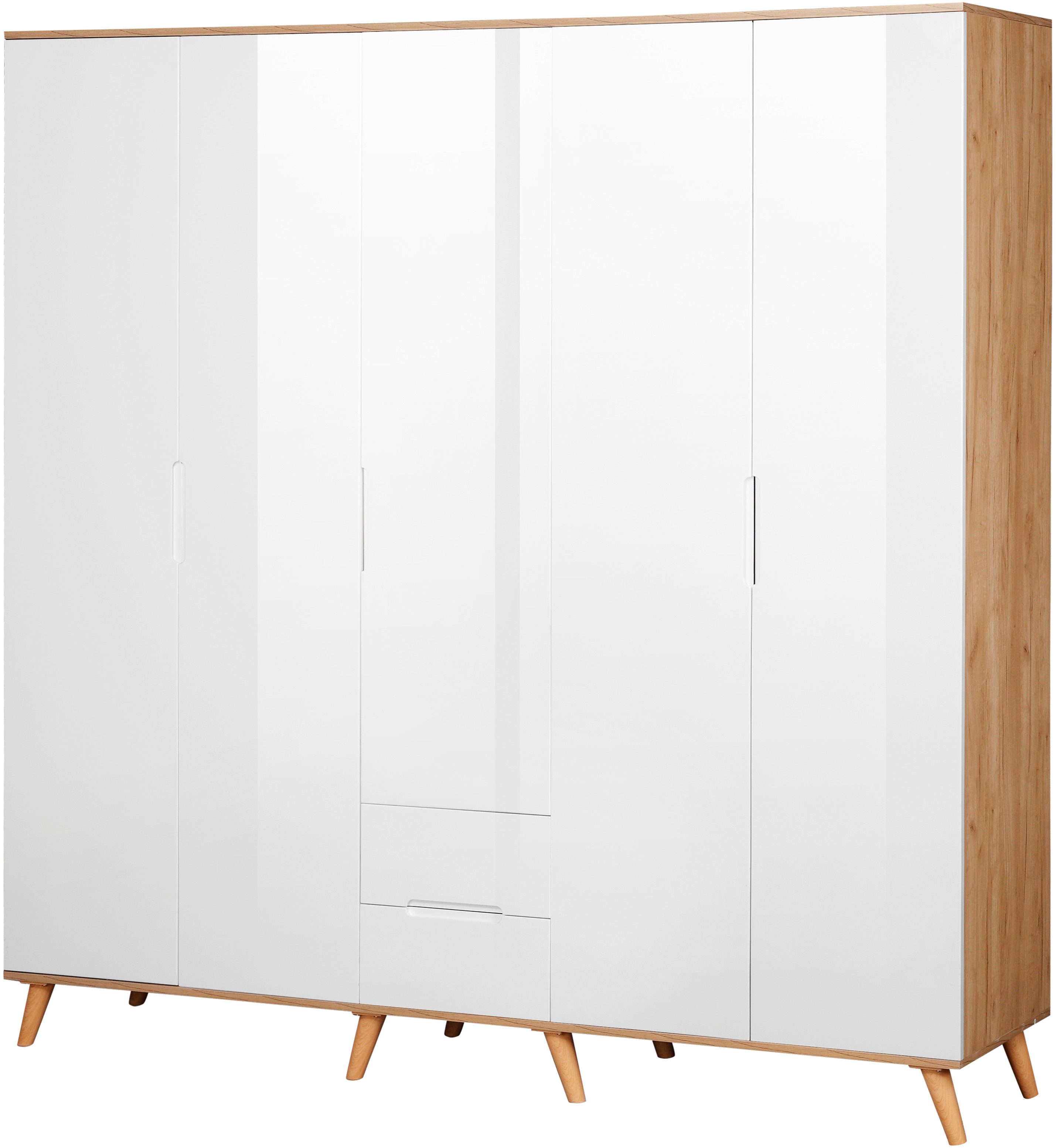 andas Kledingkast Lund slaapkamerkast bestseller in Scandinavisch design Kledingkast met premium binneninrichting, breedte 200 cm hoogglans