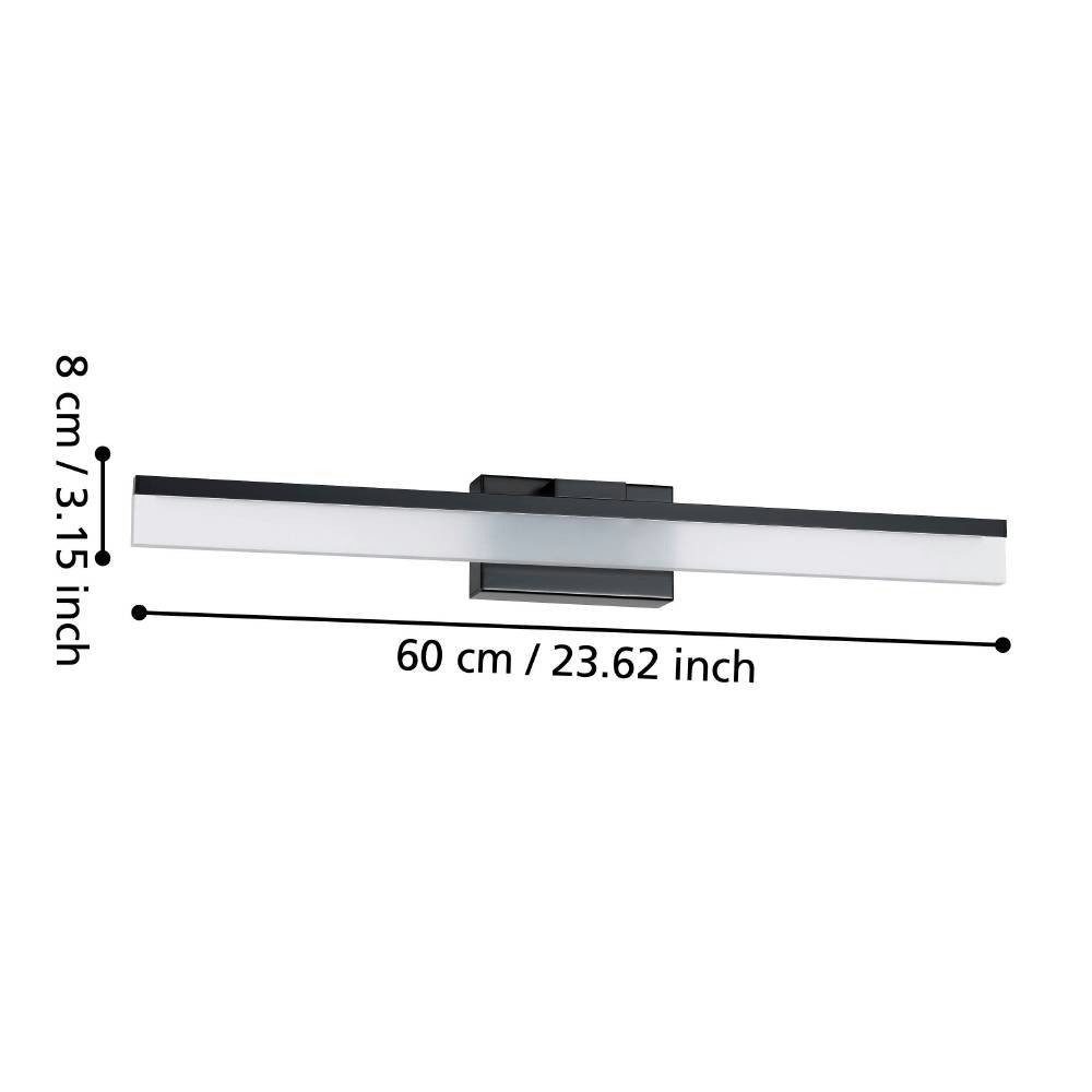 EGLO Wandlamp PALMITAL Bad-spiegel lamp, zwart metaal en satijn kunststof, IP44 (1 stuk)