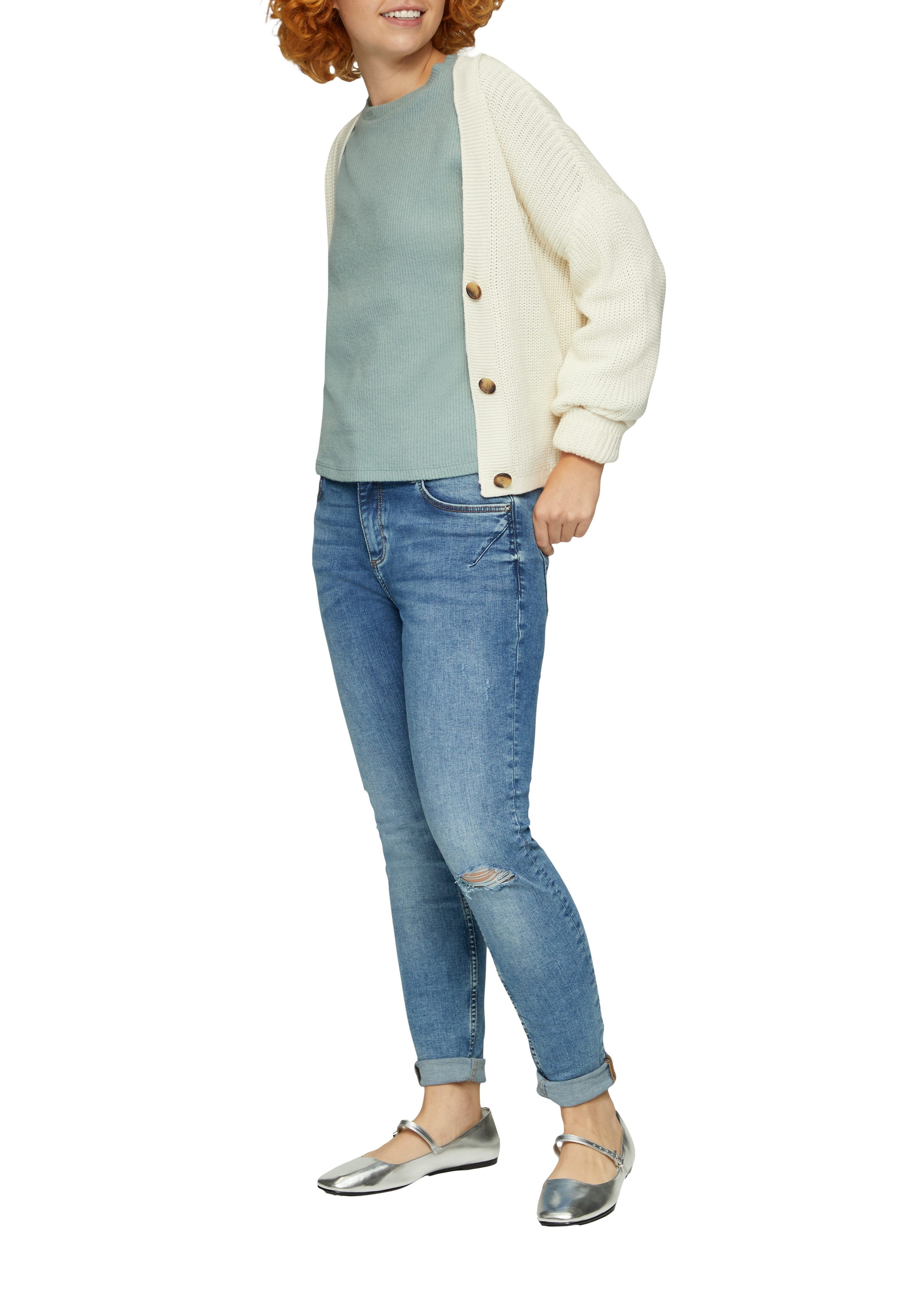 Q S designed by Shirt met lange mouwen met een ronde hals
